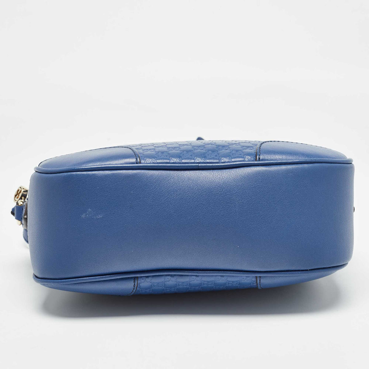 GUCCI Blue Micro ssima Leather Bree Crossbody Bag