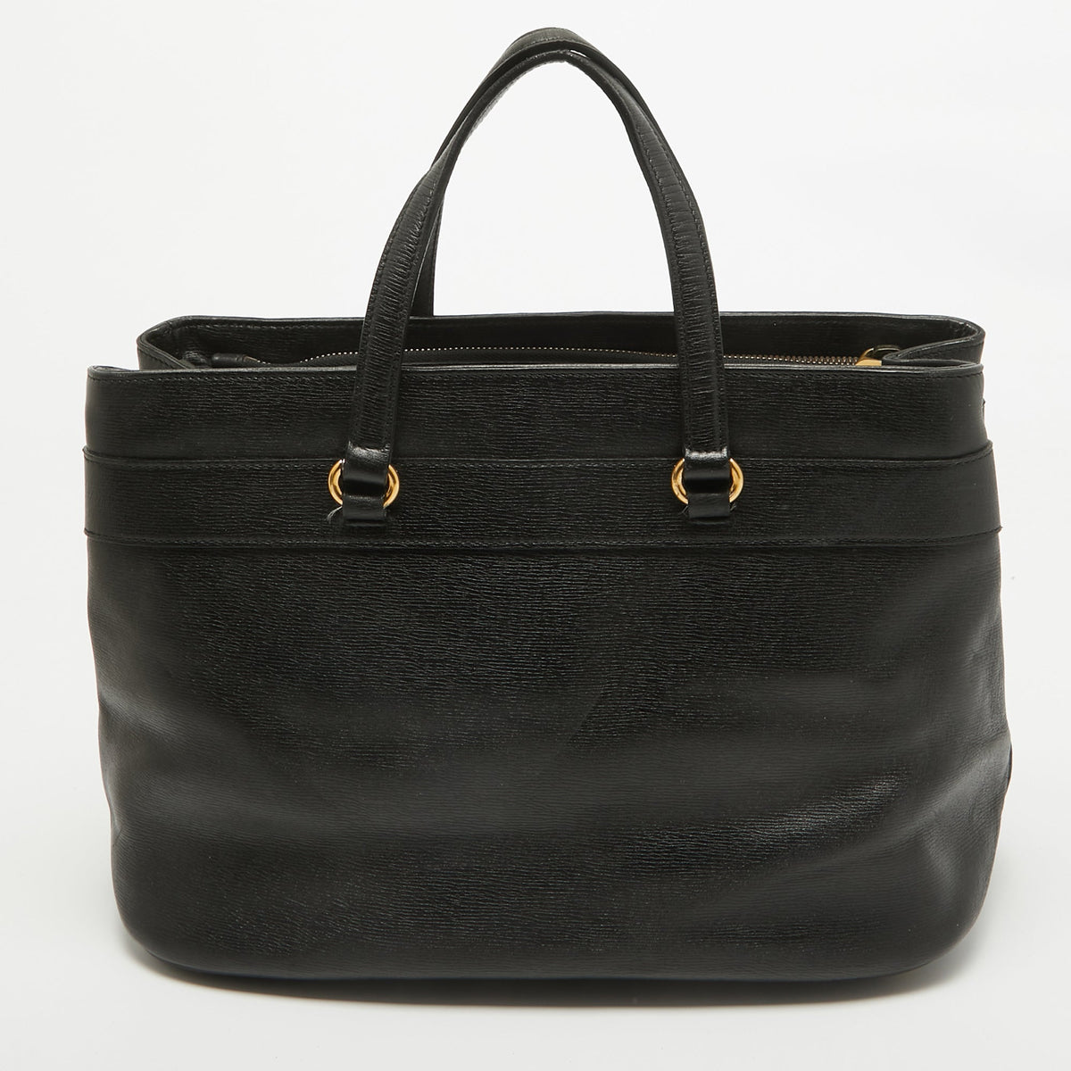 GUCCI Black Leather Horsebit Tote