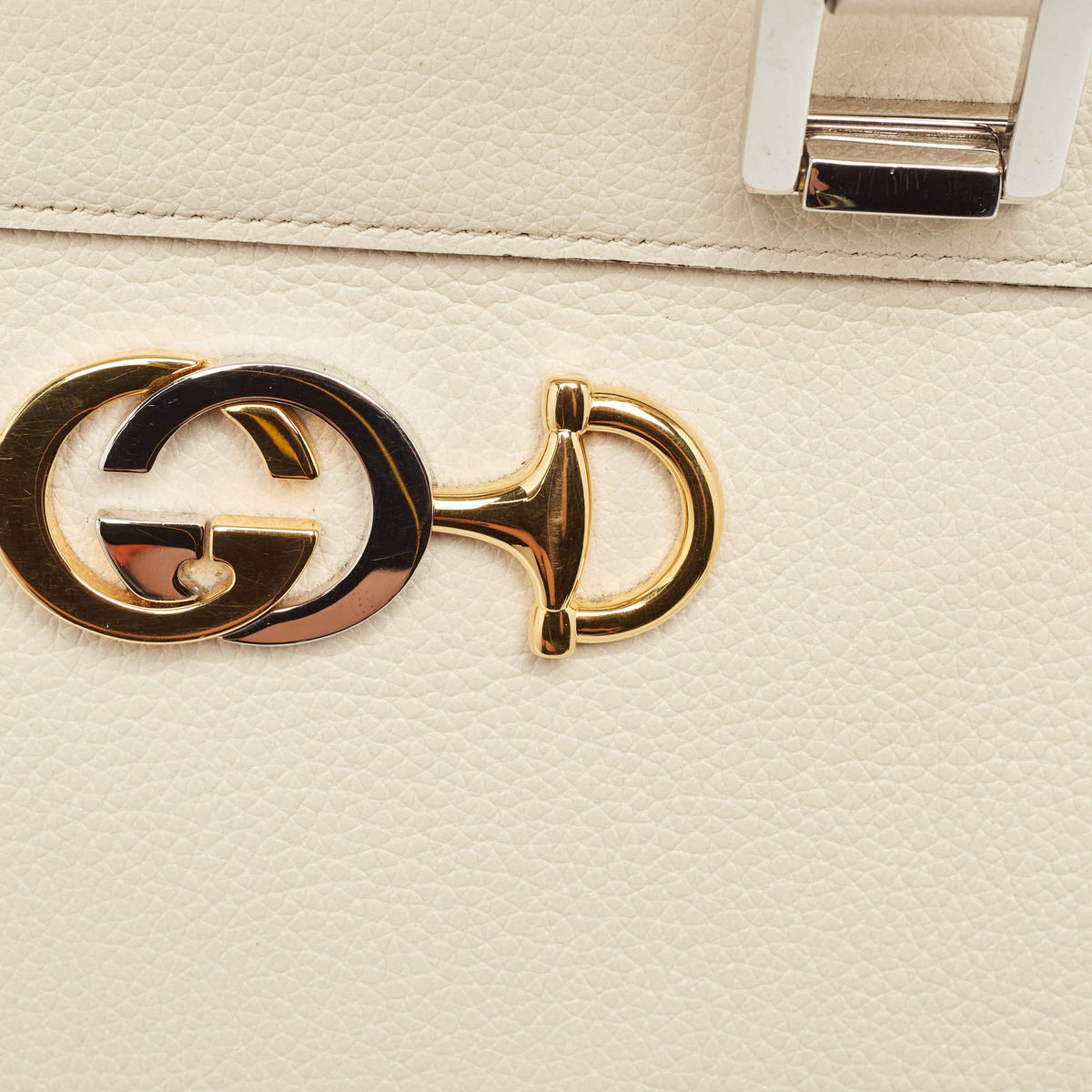 GUCCI Off White Leather Medium Zumi Tote