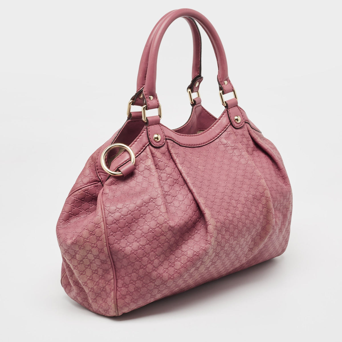 GUCCI Dark Pink ssima Leather Medium Sukey Tote