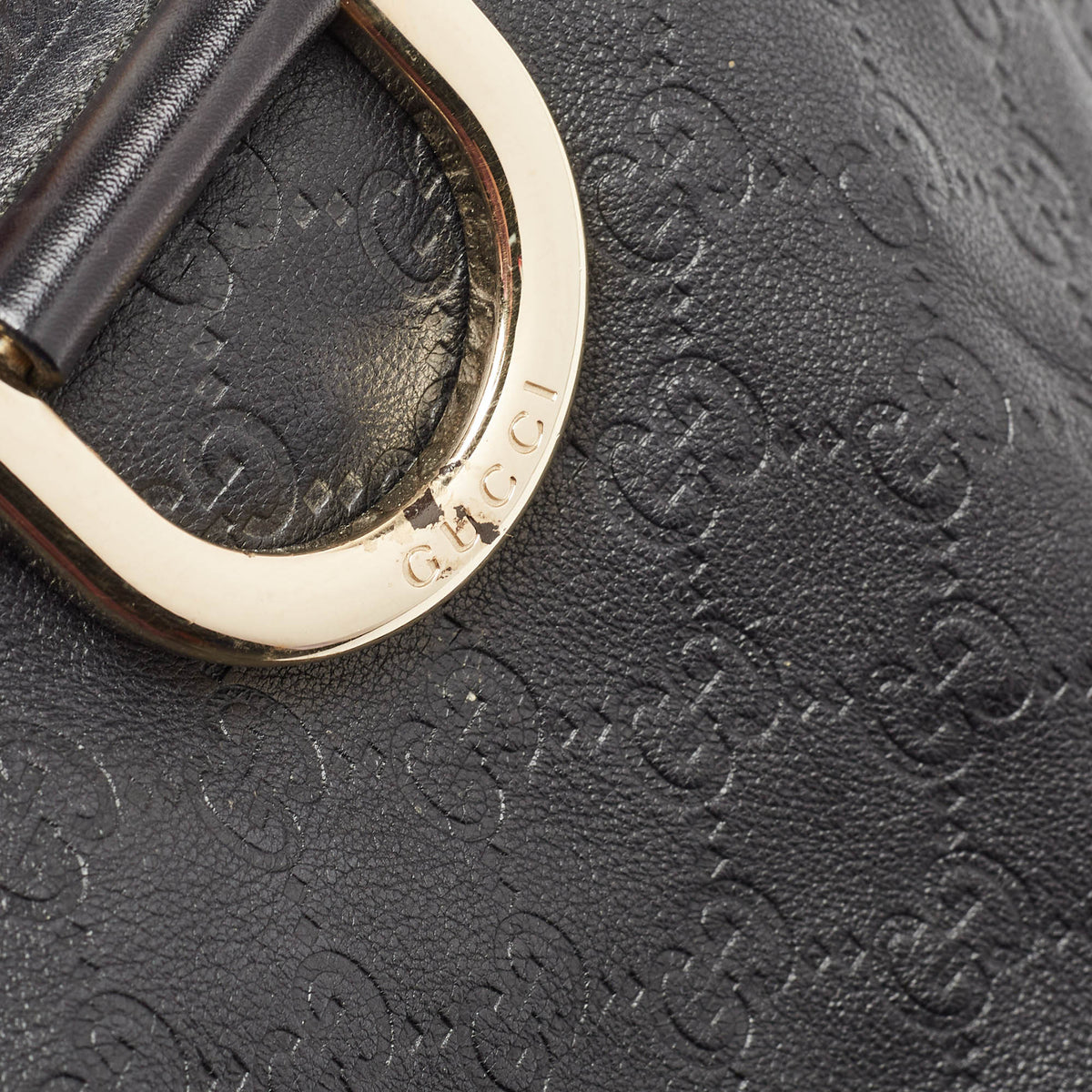 GUCCI Black ssima Leather Large Abbey D Ring Shoulder Bag