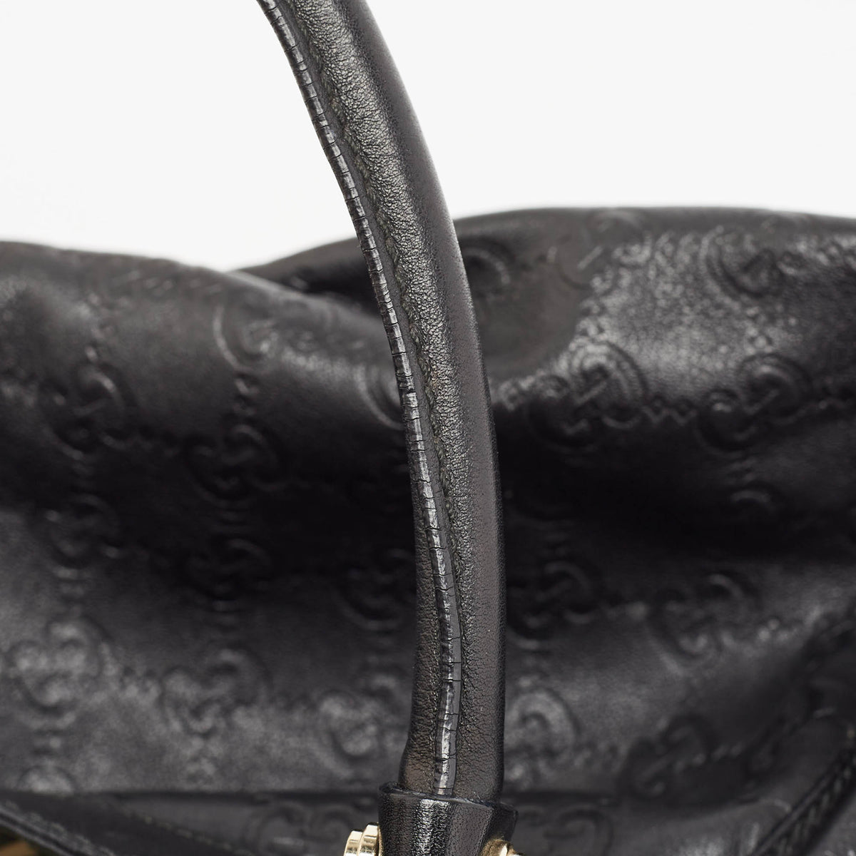 GUCCI Black ssima Leather Large Abbey D Ring Shoulder Bag