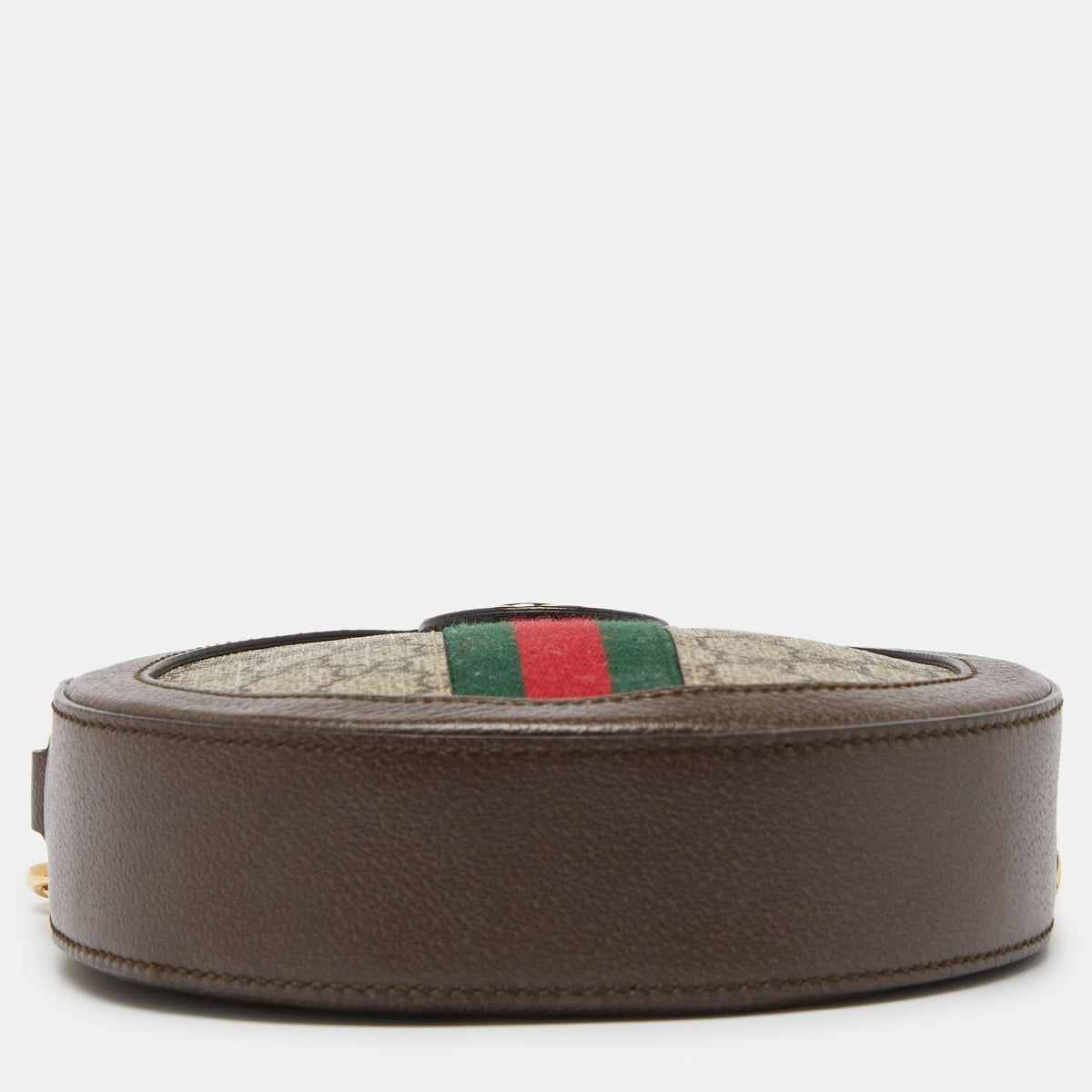 GUCCI Brown GG Supreme Canvas and Leather Mini Ophidia Round Bag