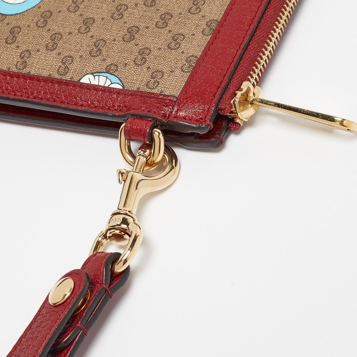 GUCCI x Doraemon Red/Beige Mini GG Supreme and Doraemon Canvas Pouch