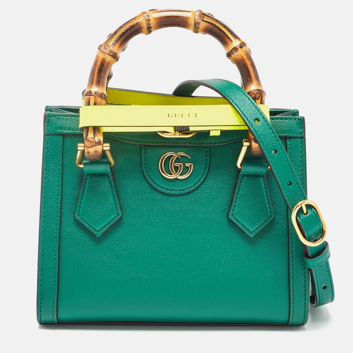 GUCCI Green Leather Mini Diana Tote