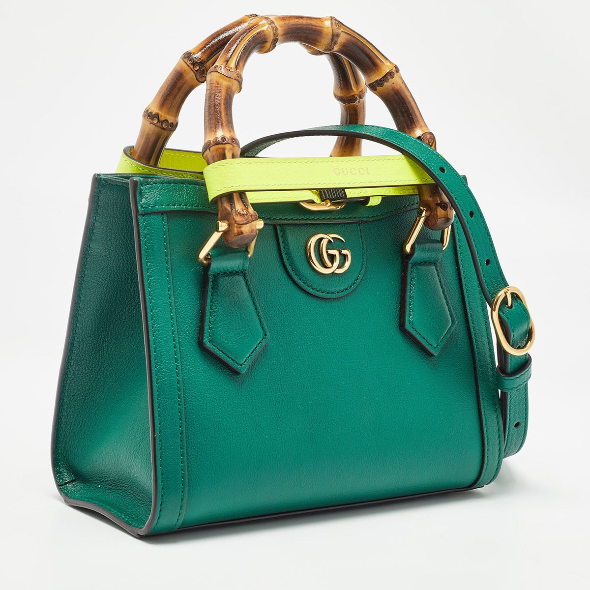 GUCCI Green Leather Mini Diana Tote