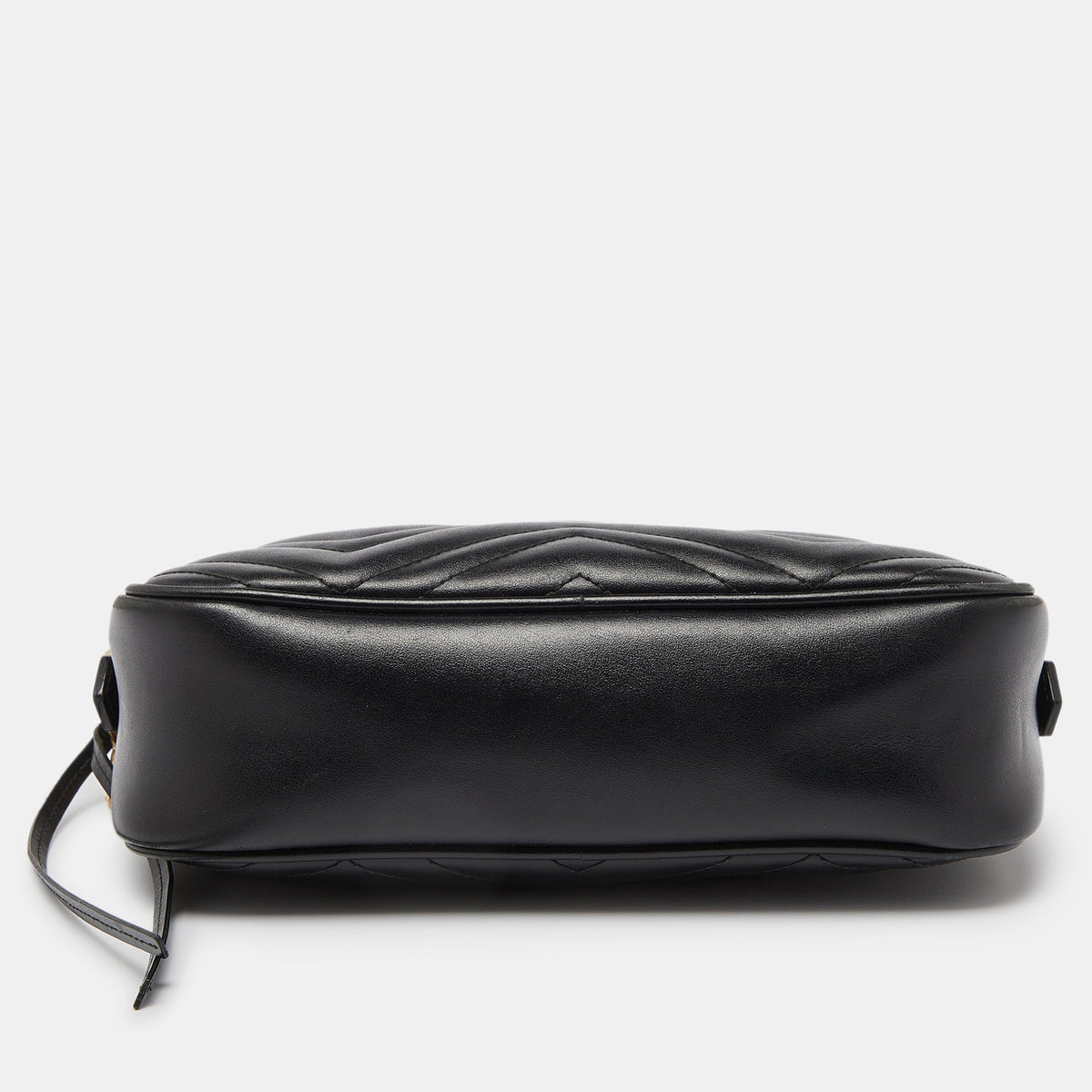 GUCCI Black Matelasse Leather Small GG Marmont Shoulder Bag