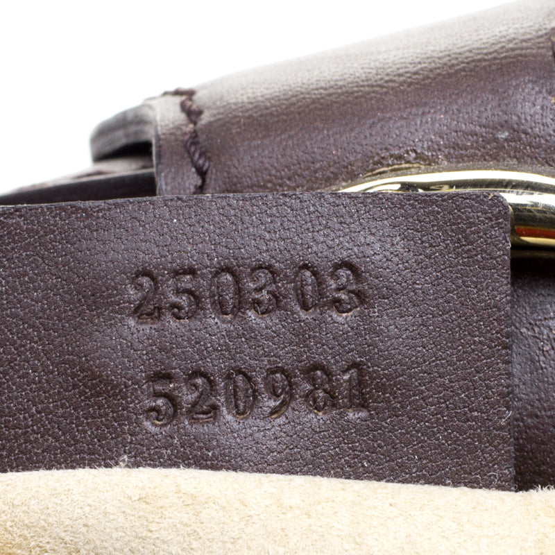 Gucci Dark Brown Animal Print Calf Hair and Leather Heritage Boston Bag