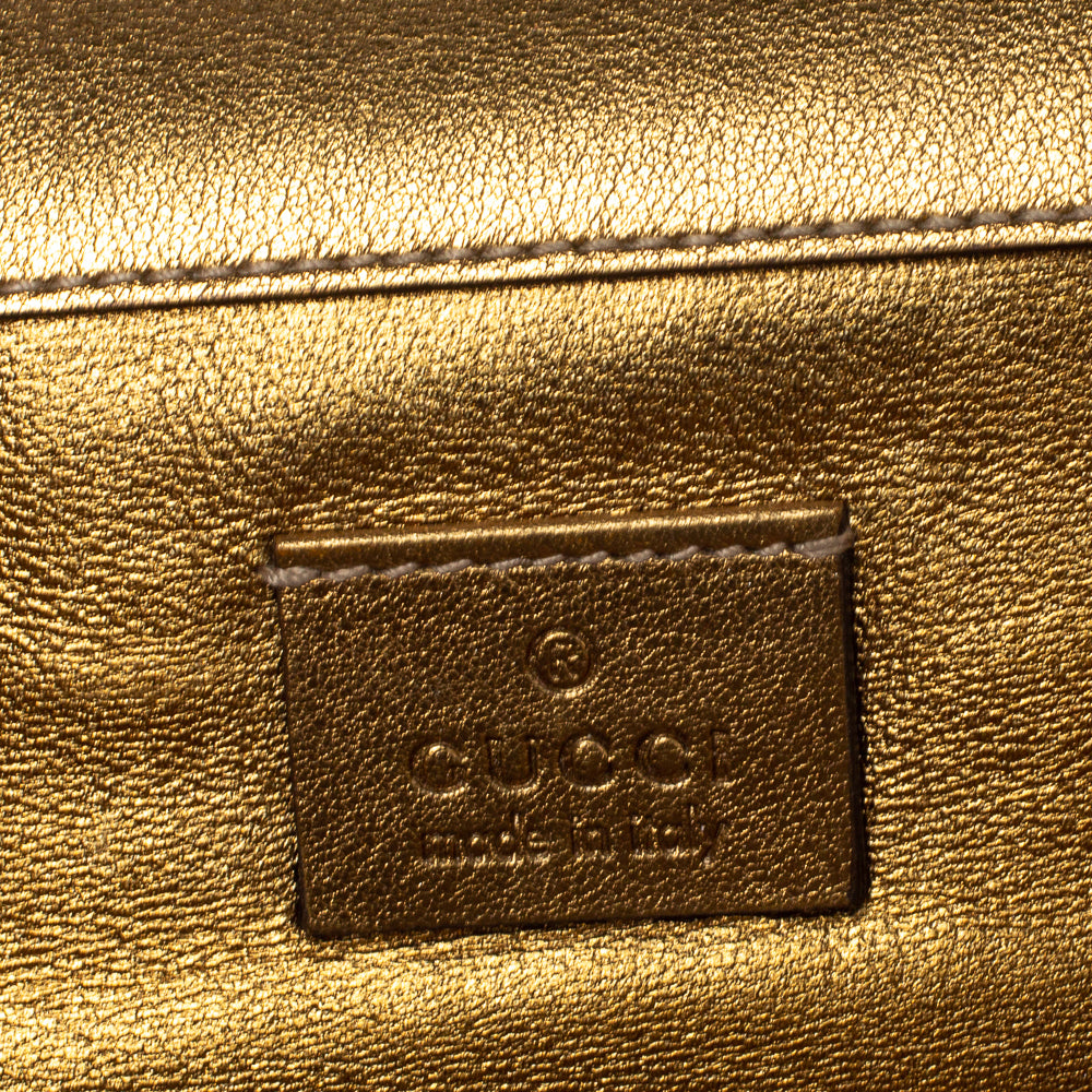 Gucci Gold Guccissima Leather Buckle Continental Wallet