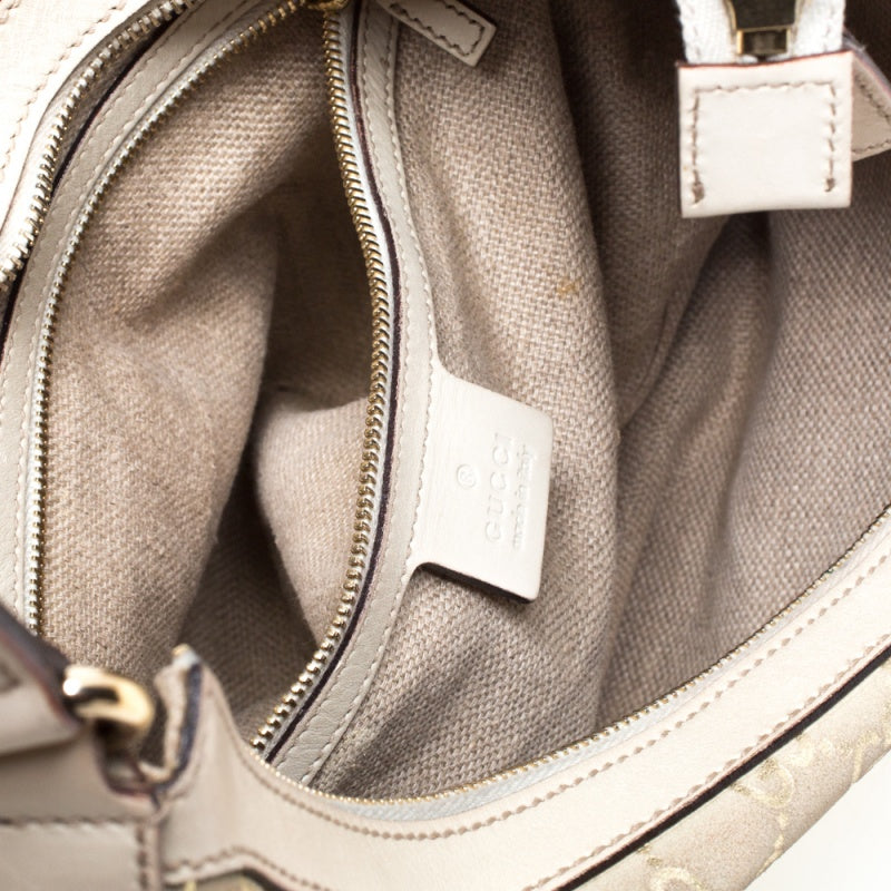 Gucci Beige GG Suede and Leather Charmy Hobo