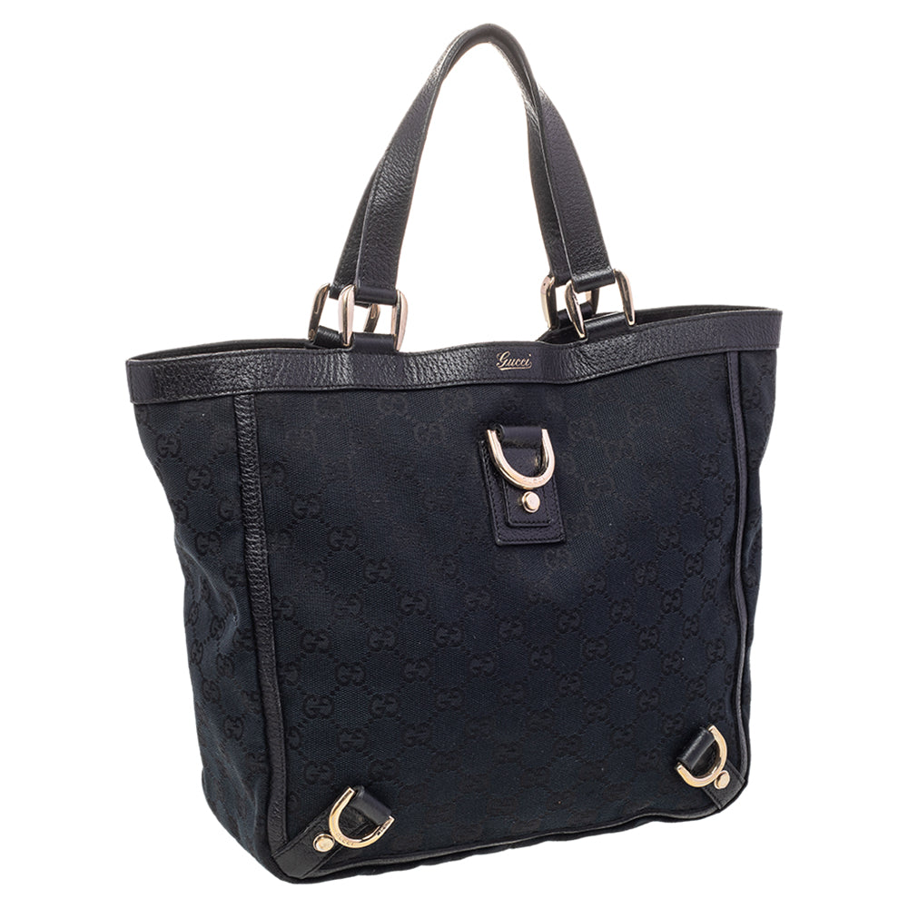 Gucci Black GG Canvas And Leather Small Abbey Tote