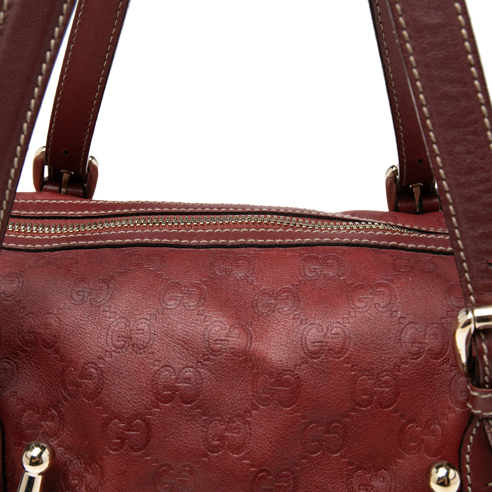 Gucci Red Guccissima Leather 85th Anniversary Medium Boston Bag