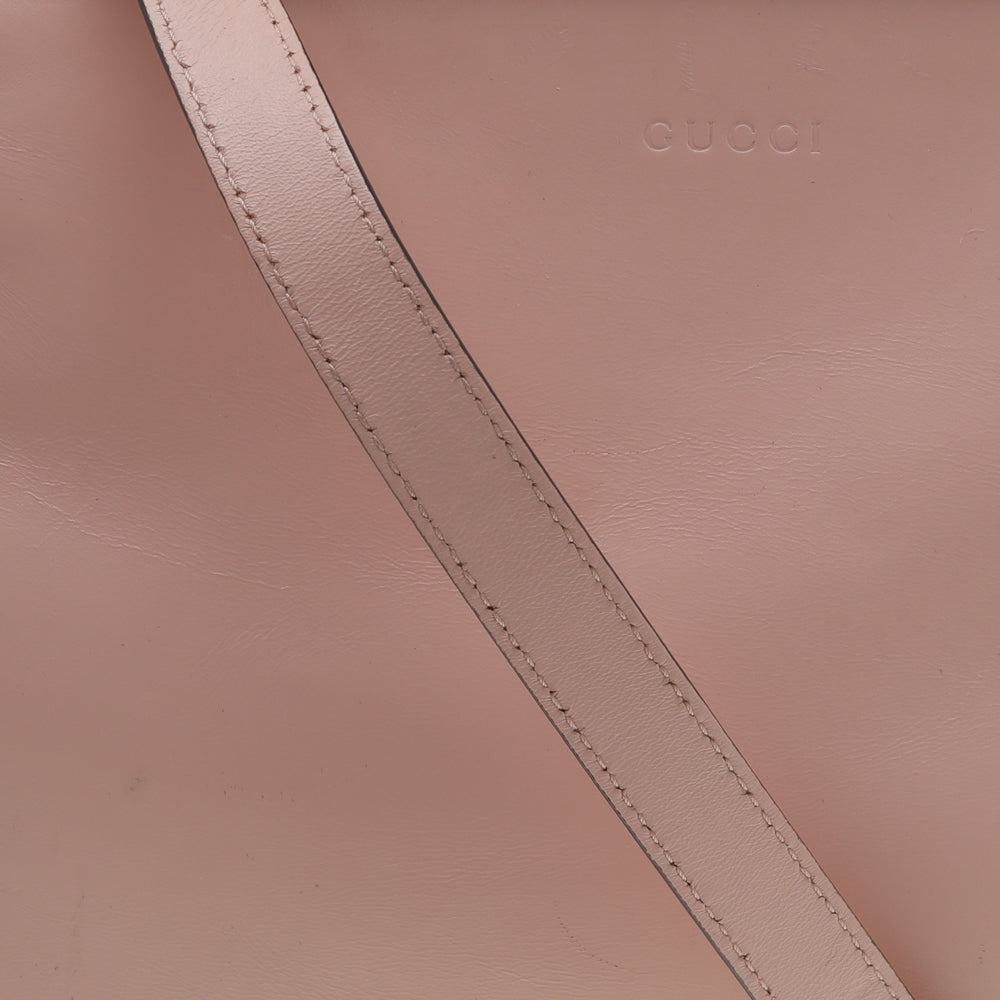 Gucci Light Pink Leather Small Nymphaea Bamboo Tote