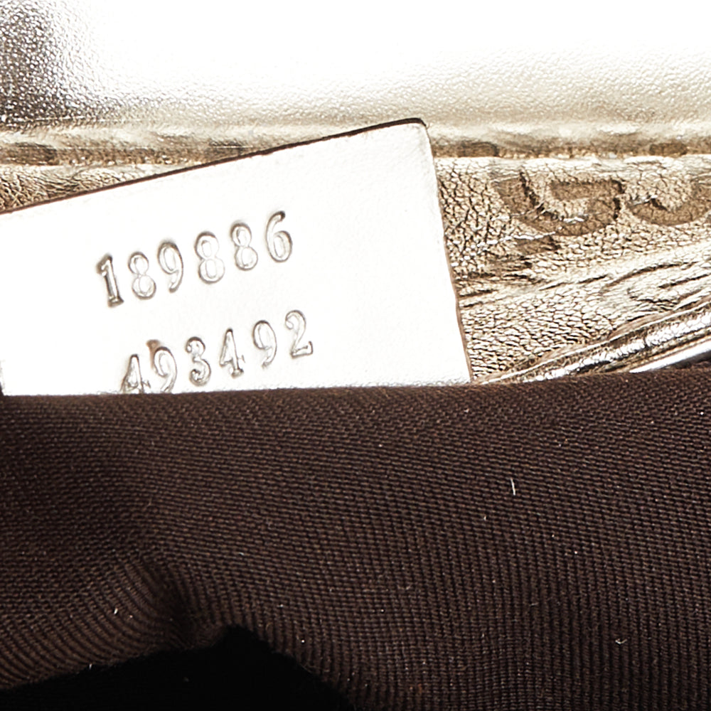 Gucci Metallic Gold Guccissima Leather Queen Bow Chain Clutch