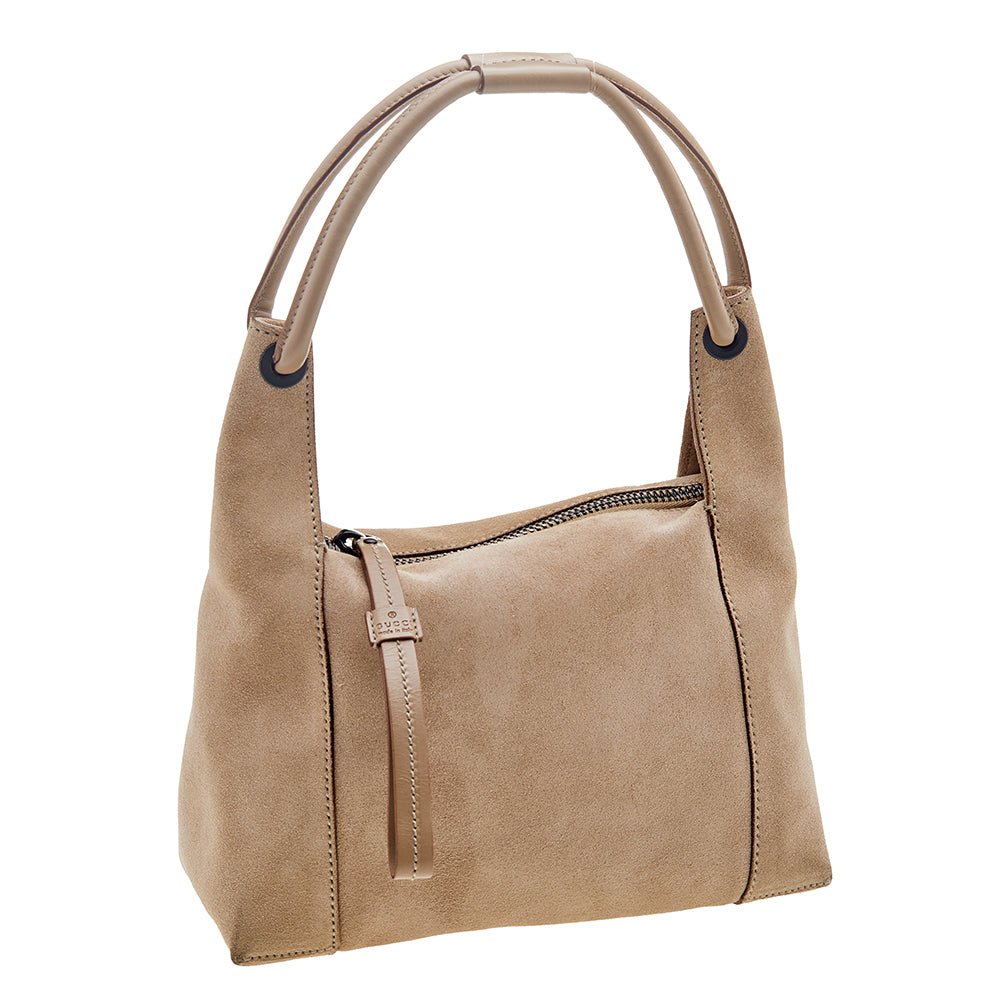 Gucci Beige Suede and Leather Hobo