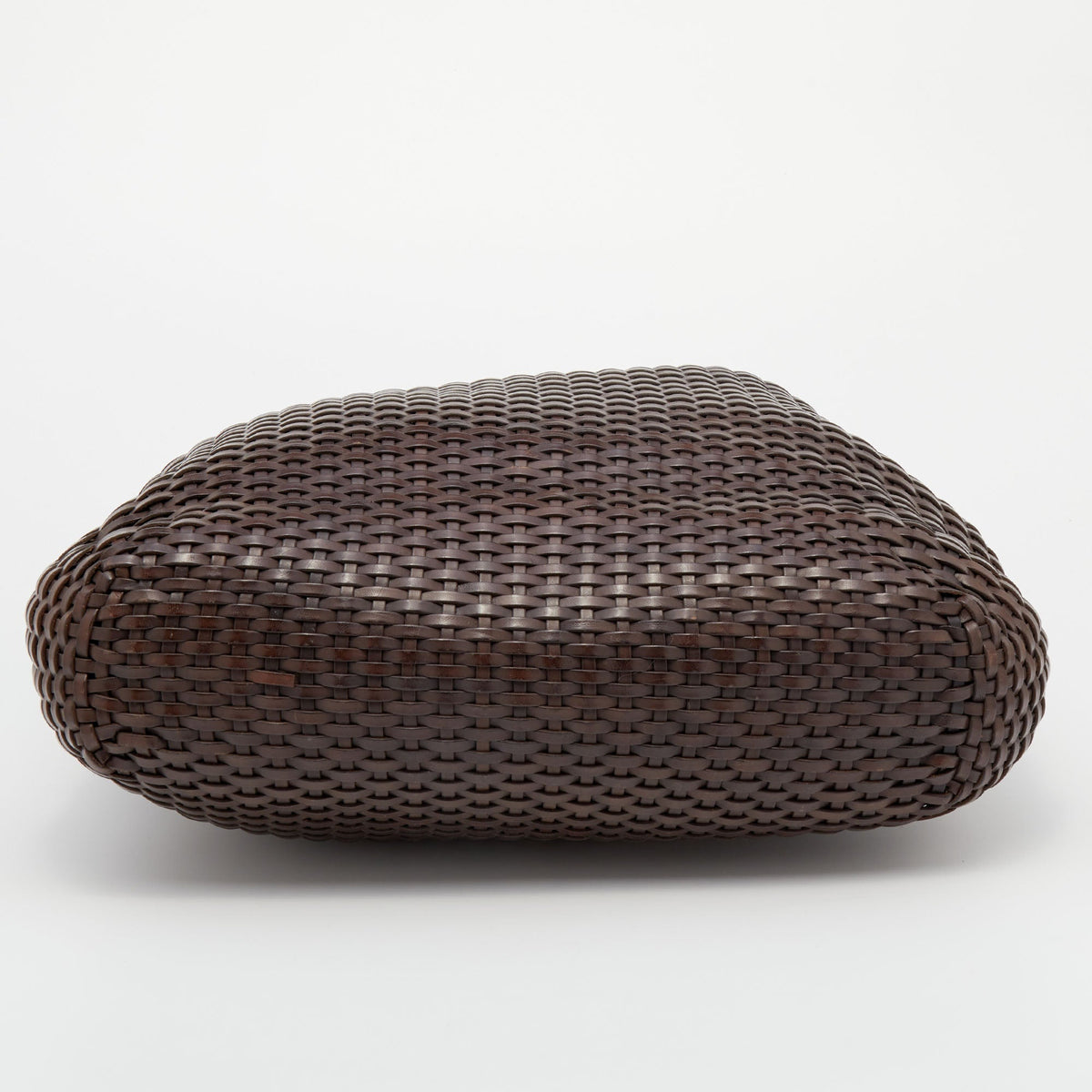 Gucci Dark Brown Woven Leather Bamboo Handle Tote