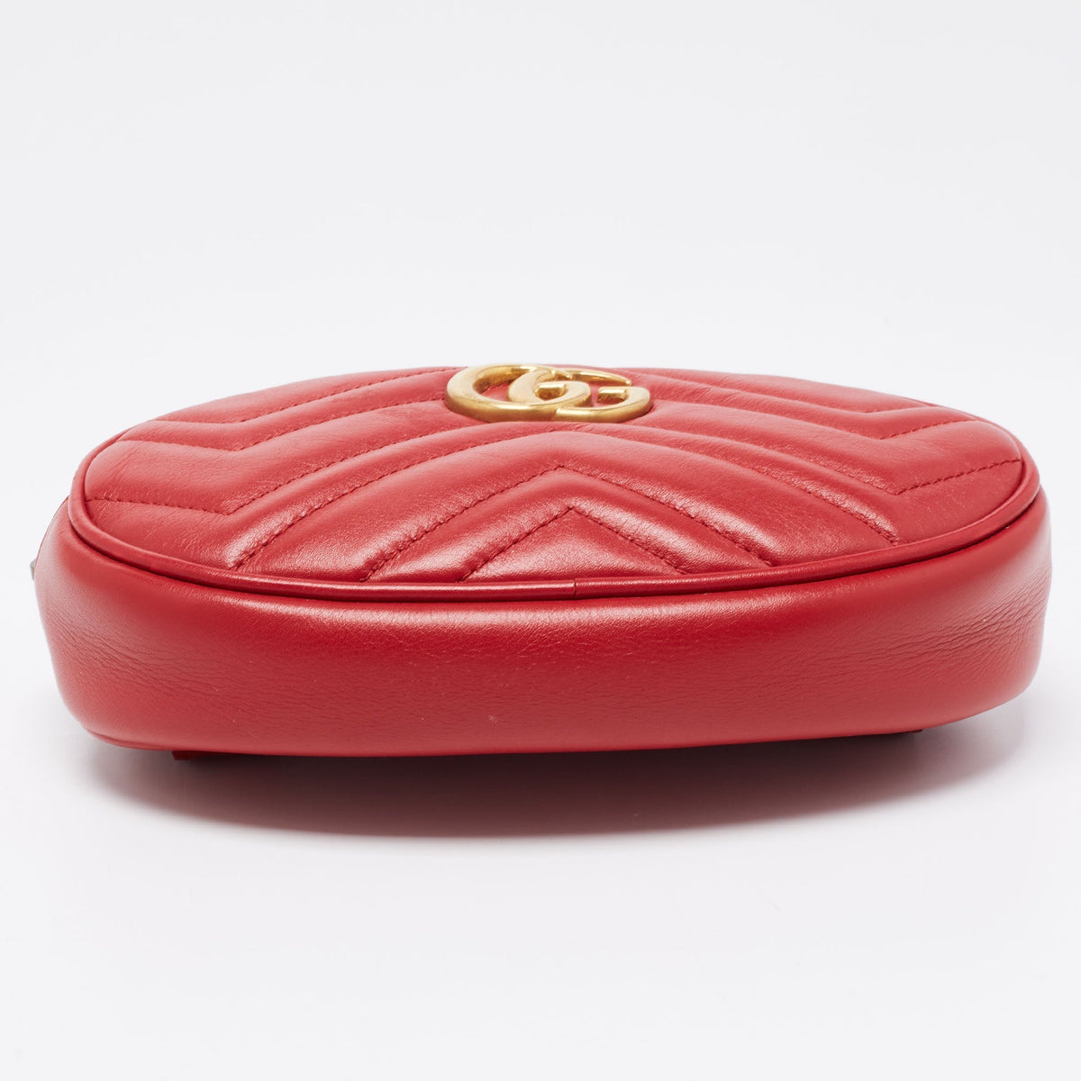 Gucci Red Matelasse Leather GG Marmont Belt Bag