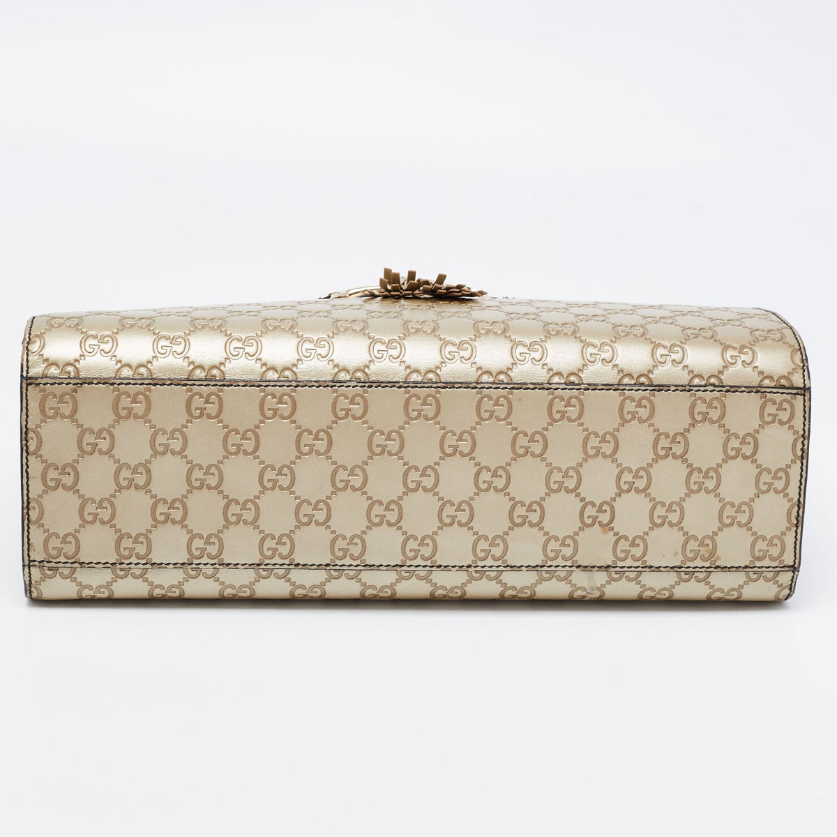 Gucci Metallic Beige Guccissima Leather Large Emily Chain Shoulder Bag