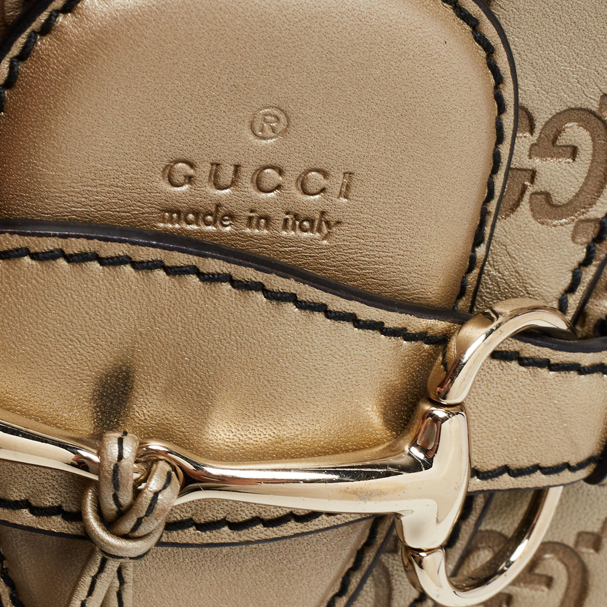 Gucci Metallic Beige Guccissima Leather Large Emily Chain Shoulder Bag