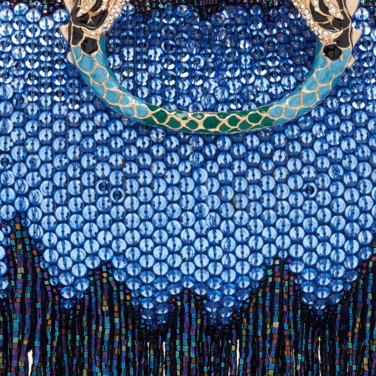 Gucci Blue/Purple Crystal and Satin Fringe Dragon Embellished Evening Bag