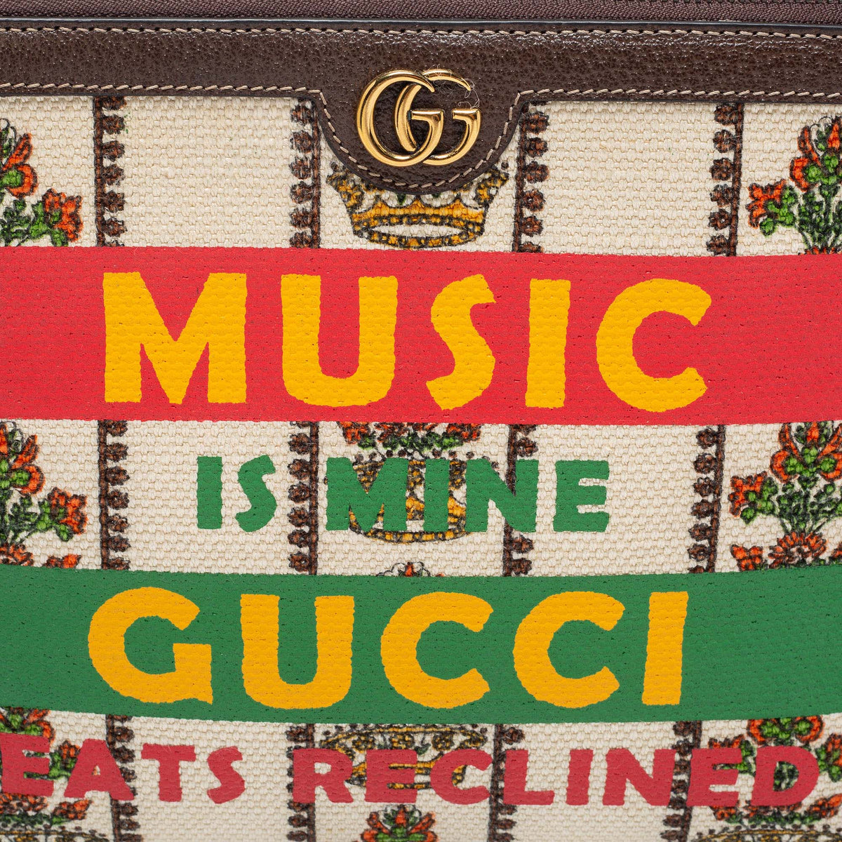 Gucci Cream/Brown Canvas And Leather Music is Mine Pouch