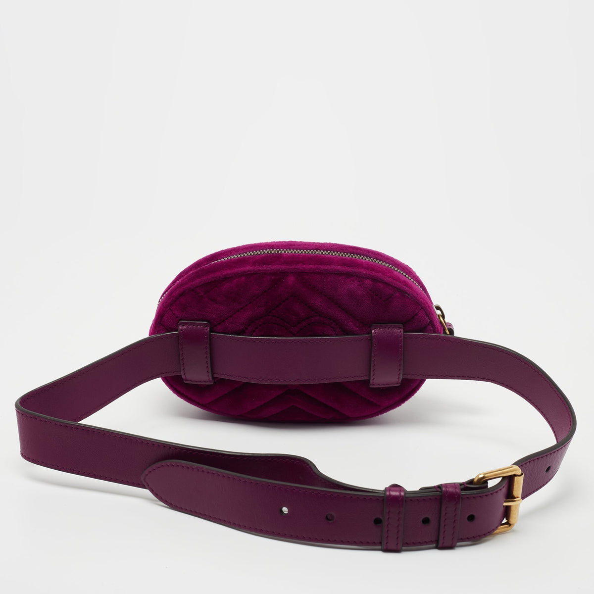 Gucci Purple Matelasse Velvet GG Marmont Belt Bag