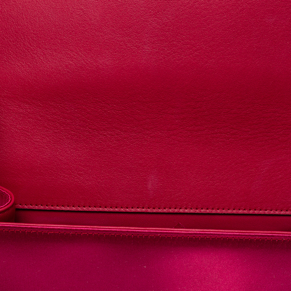 Gucci Pink Satin Crystal Interlocking G Broadway Clutch