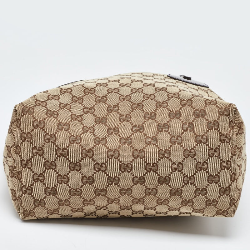 GUCCI Beige/Brown GG Canvas and Patent Leather Small Jolie Web Charms Tote