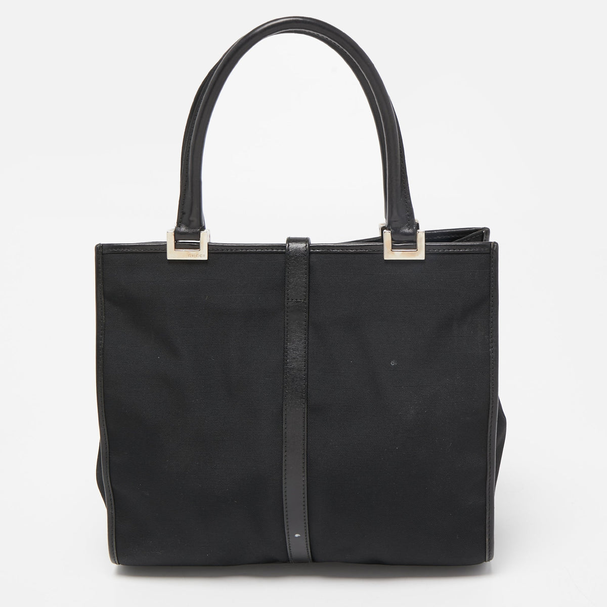 GUCCI Black Nylon and Leather Jackie O Tote