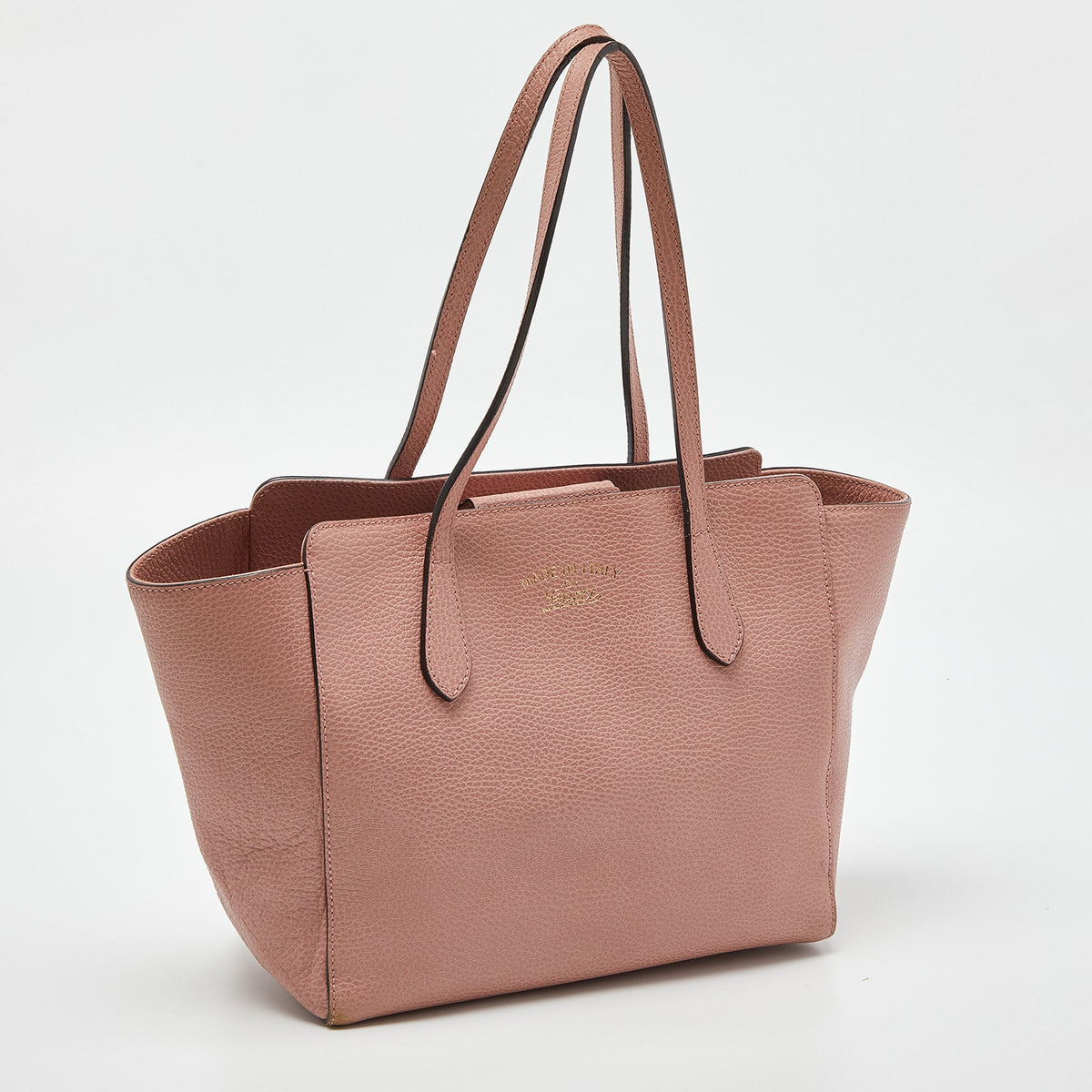 GUCCI Pink Pebbled Leather Small Swing Tote