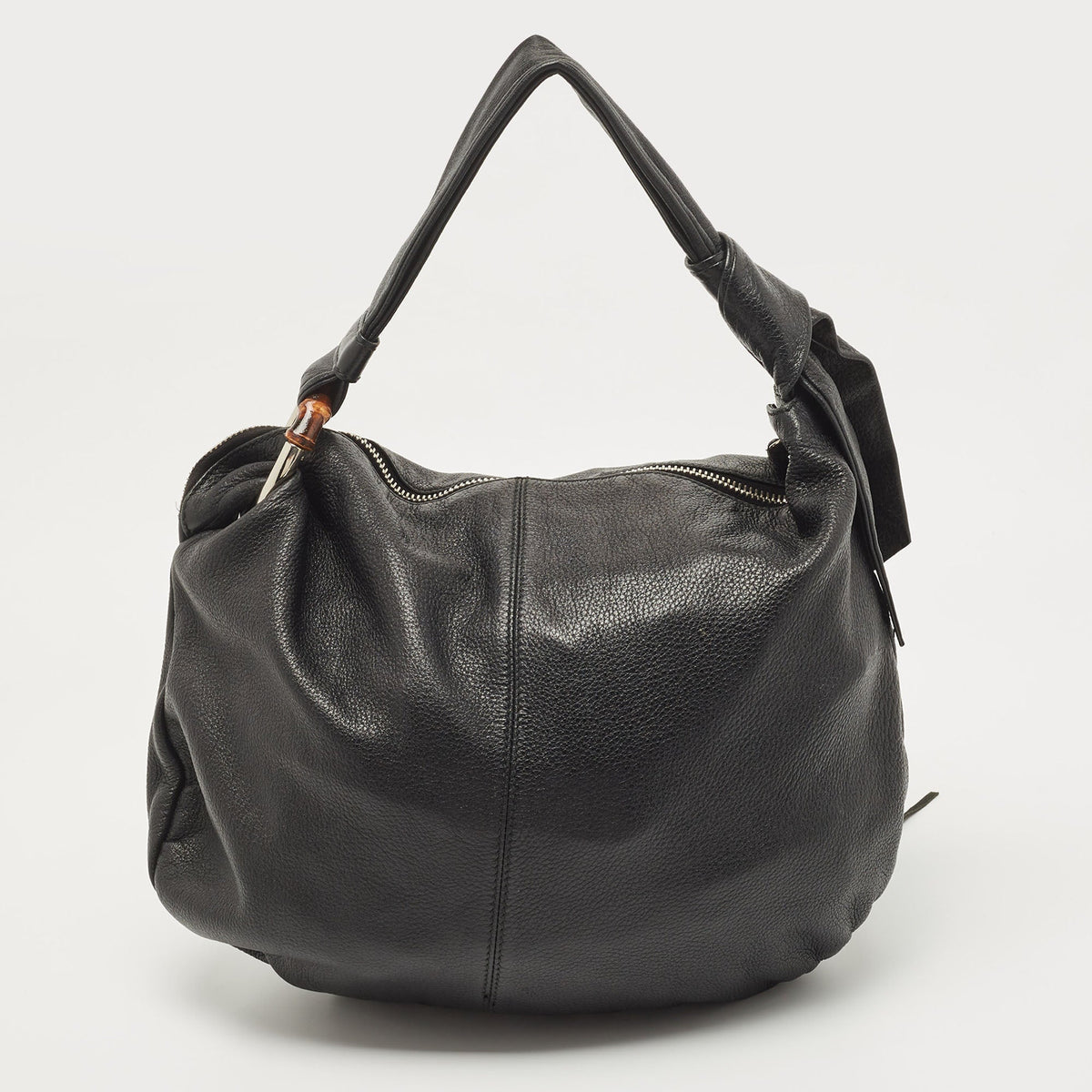 GUCCI Black Leather Medium Jungle Hobo