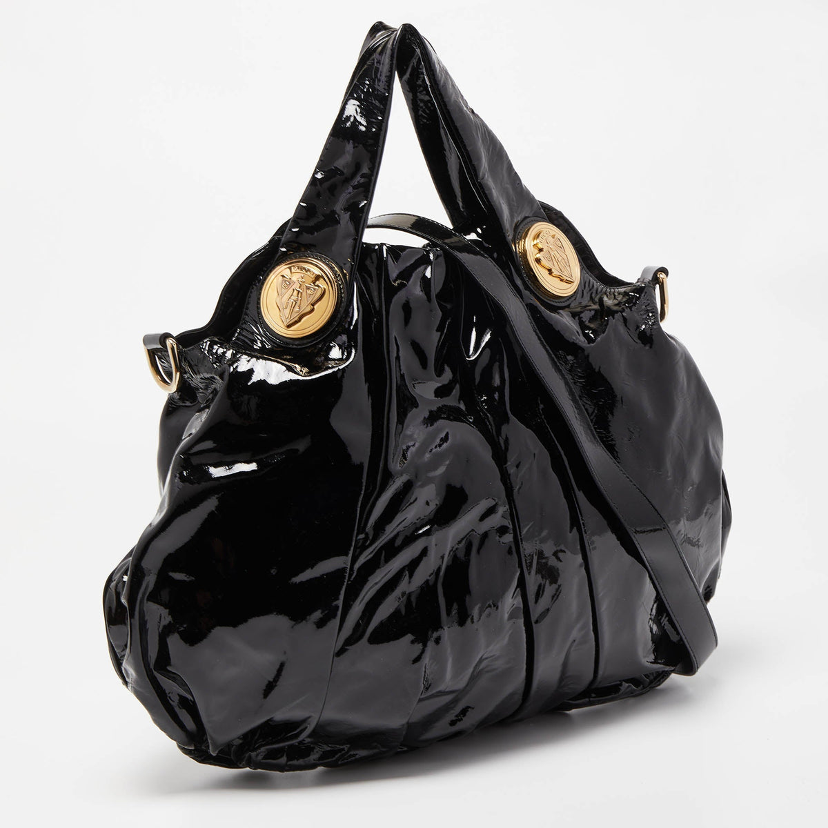 GUCCI Black Patent Leather Large Hysteria Hobo