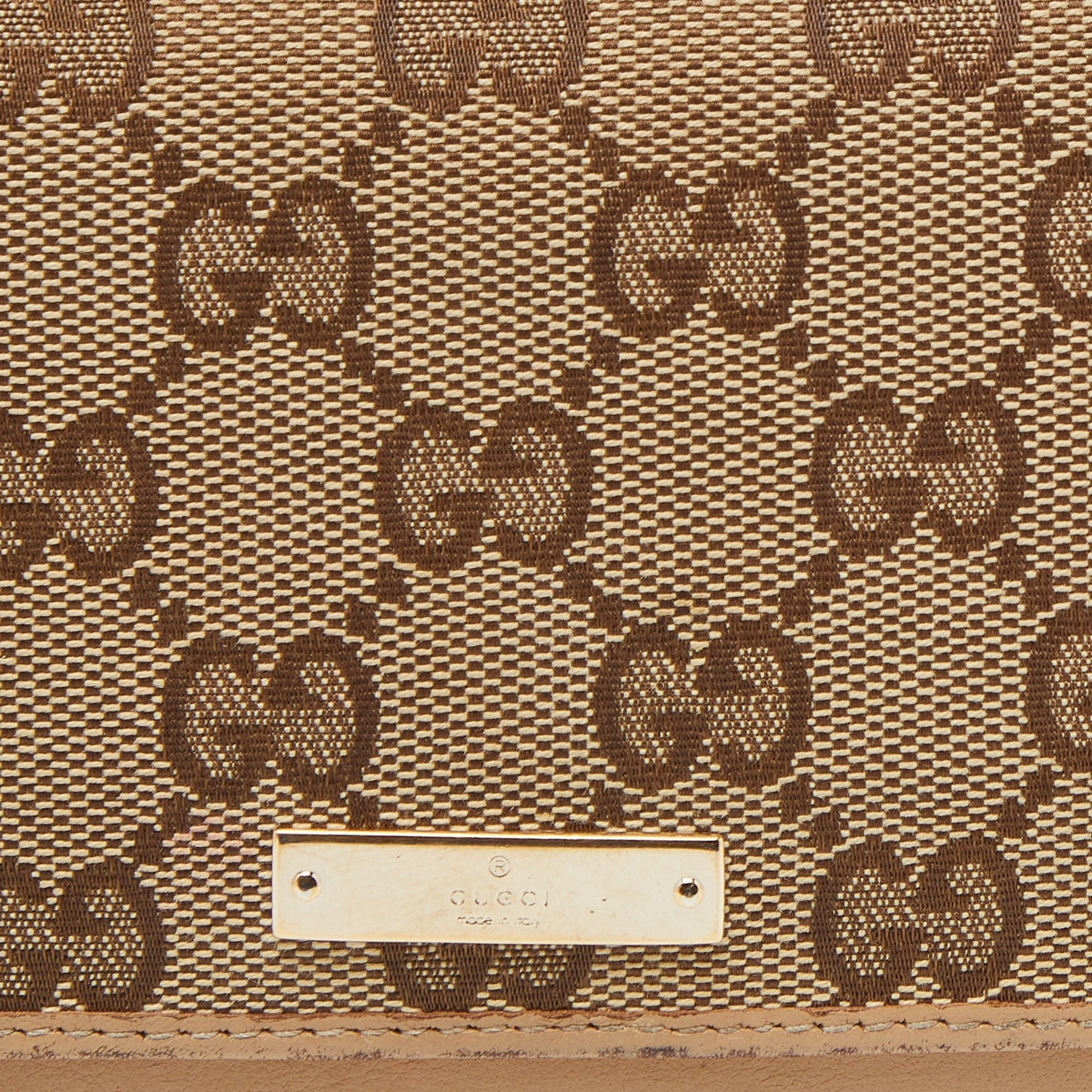 GUCCI Beige GG Canvas and Leather Flap Continental Wallet