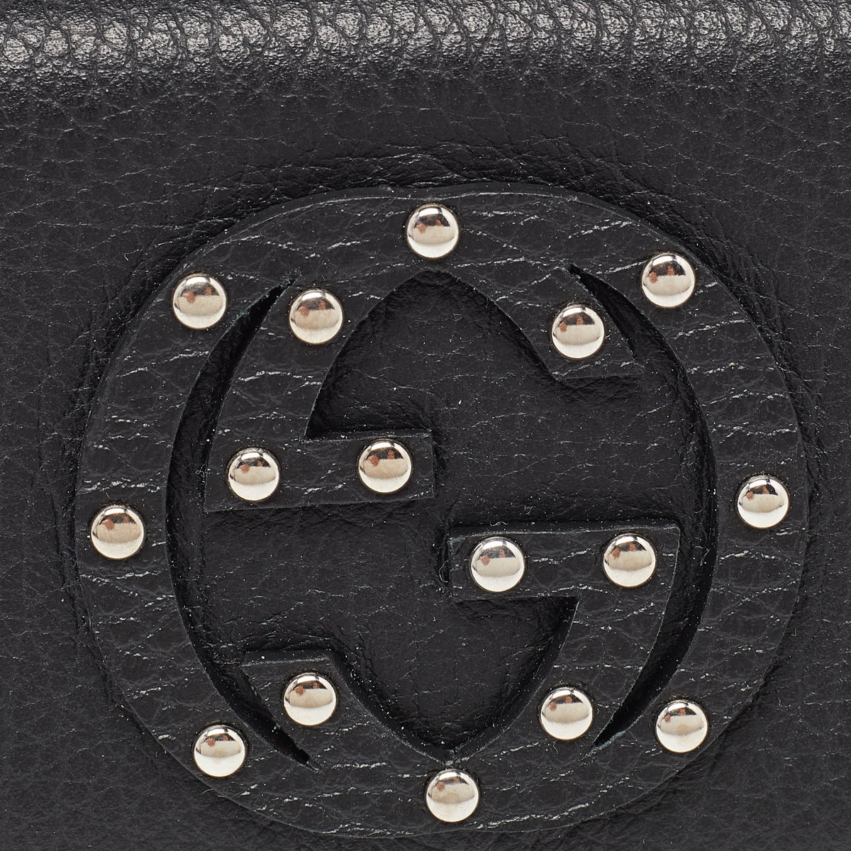 GUCCI Black Leather Soho Studded Continental Wallet