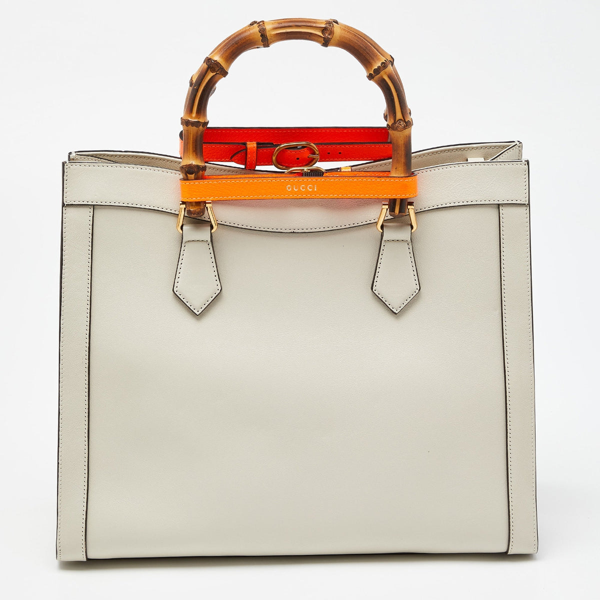 GUCCI Off White Leather Medium Diana Tote