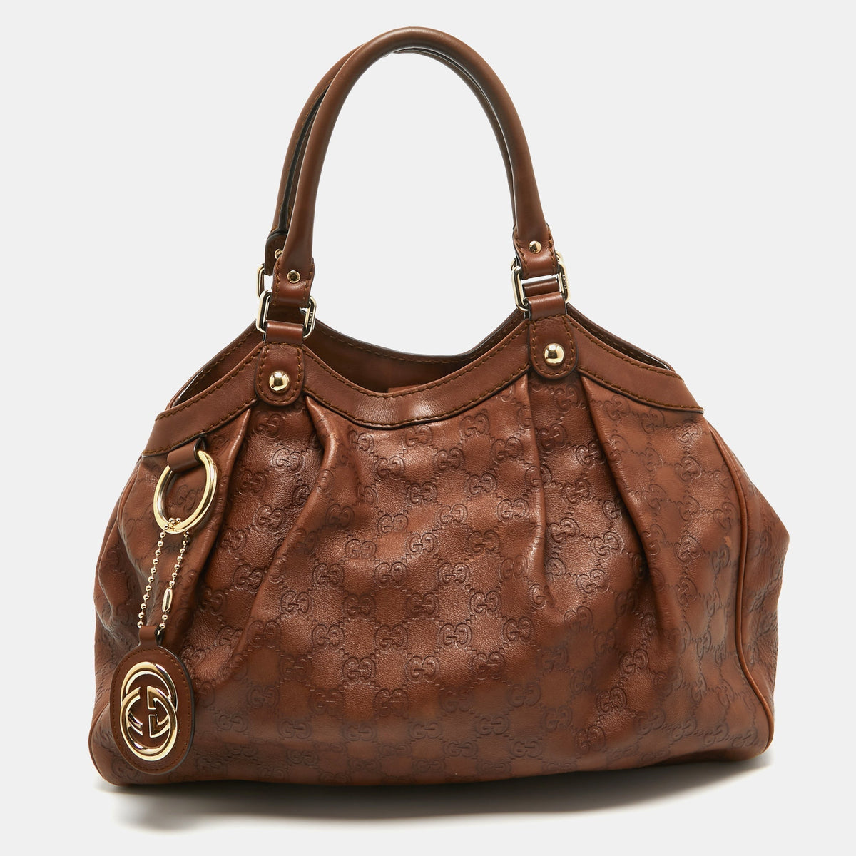 GUCCI Brown ssima Leather Medium Sukey Tote