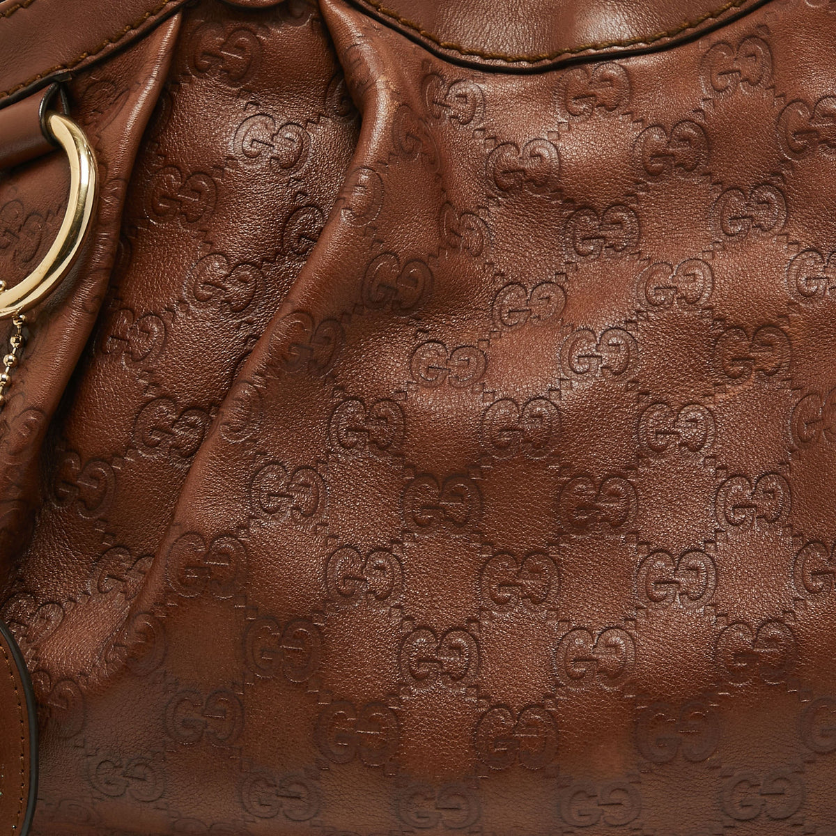 GUCCI Brown ssima Leather Medium Sukey Tote
