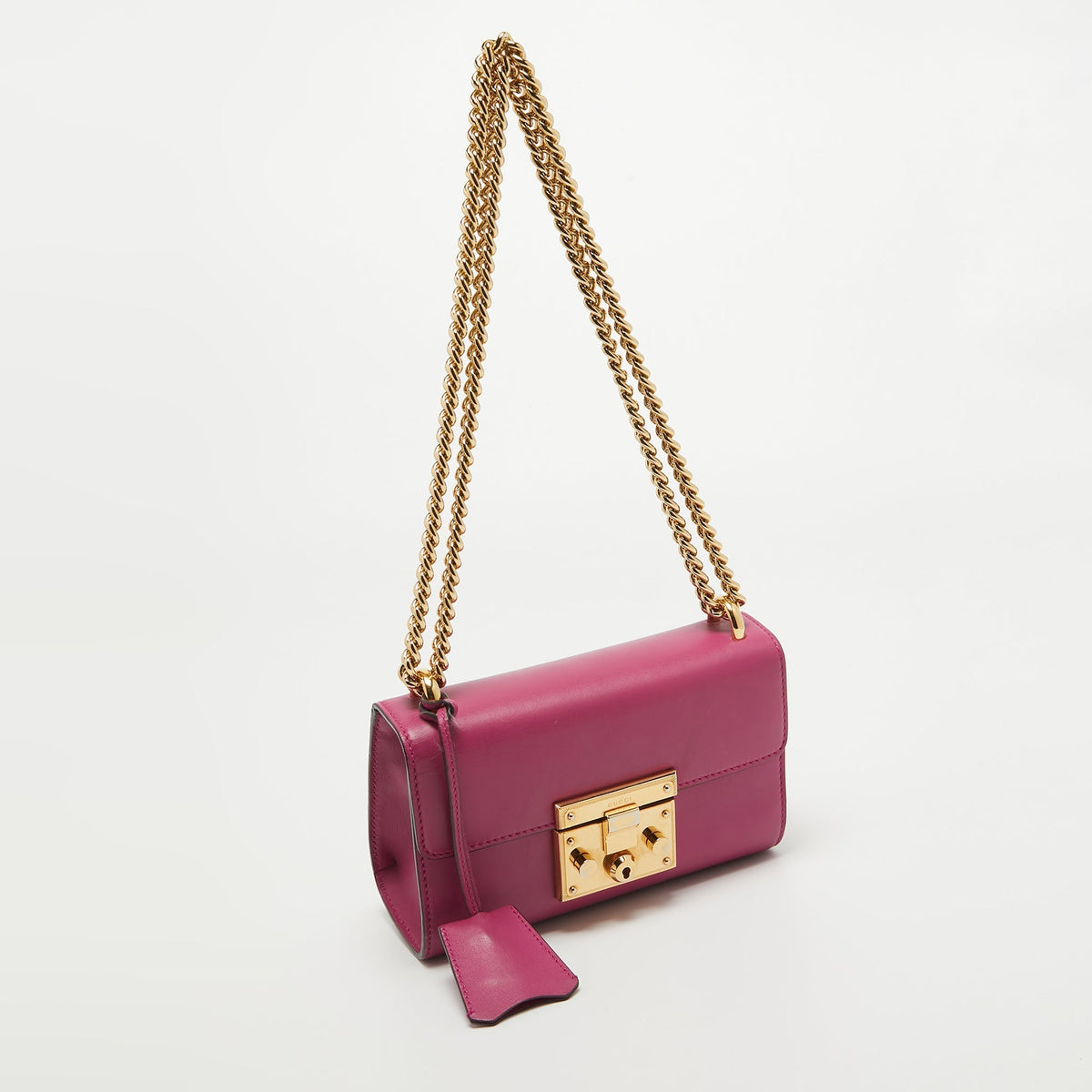 GUCCI Pink Leather Small Padlock Shoulder Bag