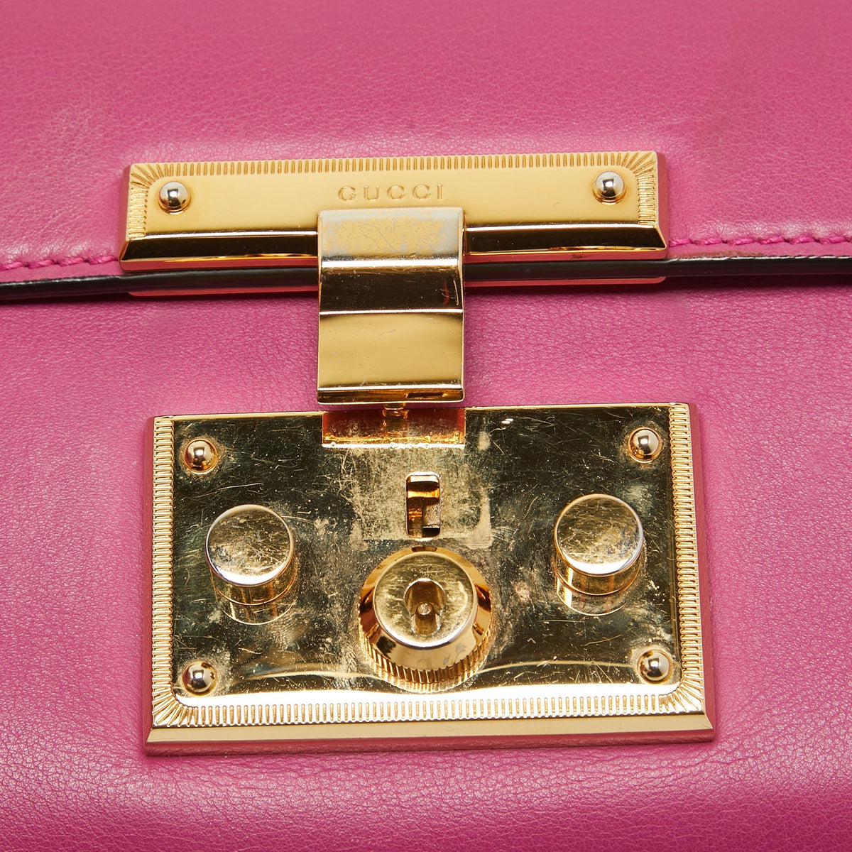 GUCCI Pink Leather Small Padlock Shoulder Bag