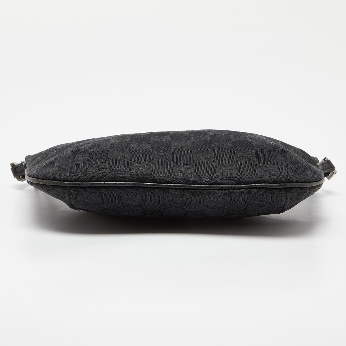 GUCCI Black GG Canvas and Leather Pochette