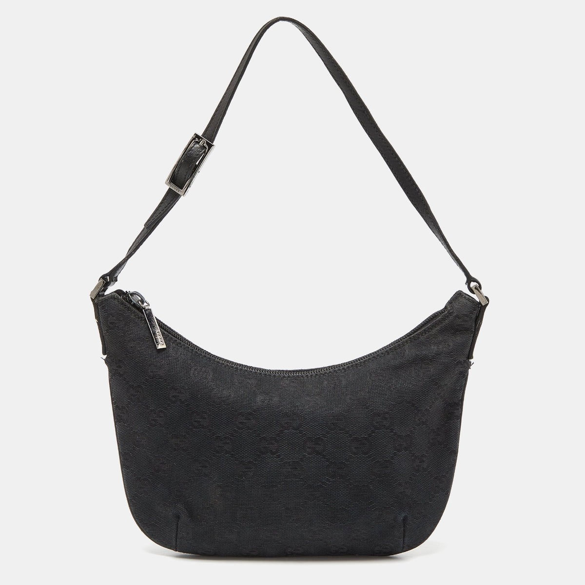 GUCCI Black GG Canvas and Leather Pochette