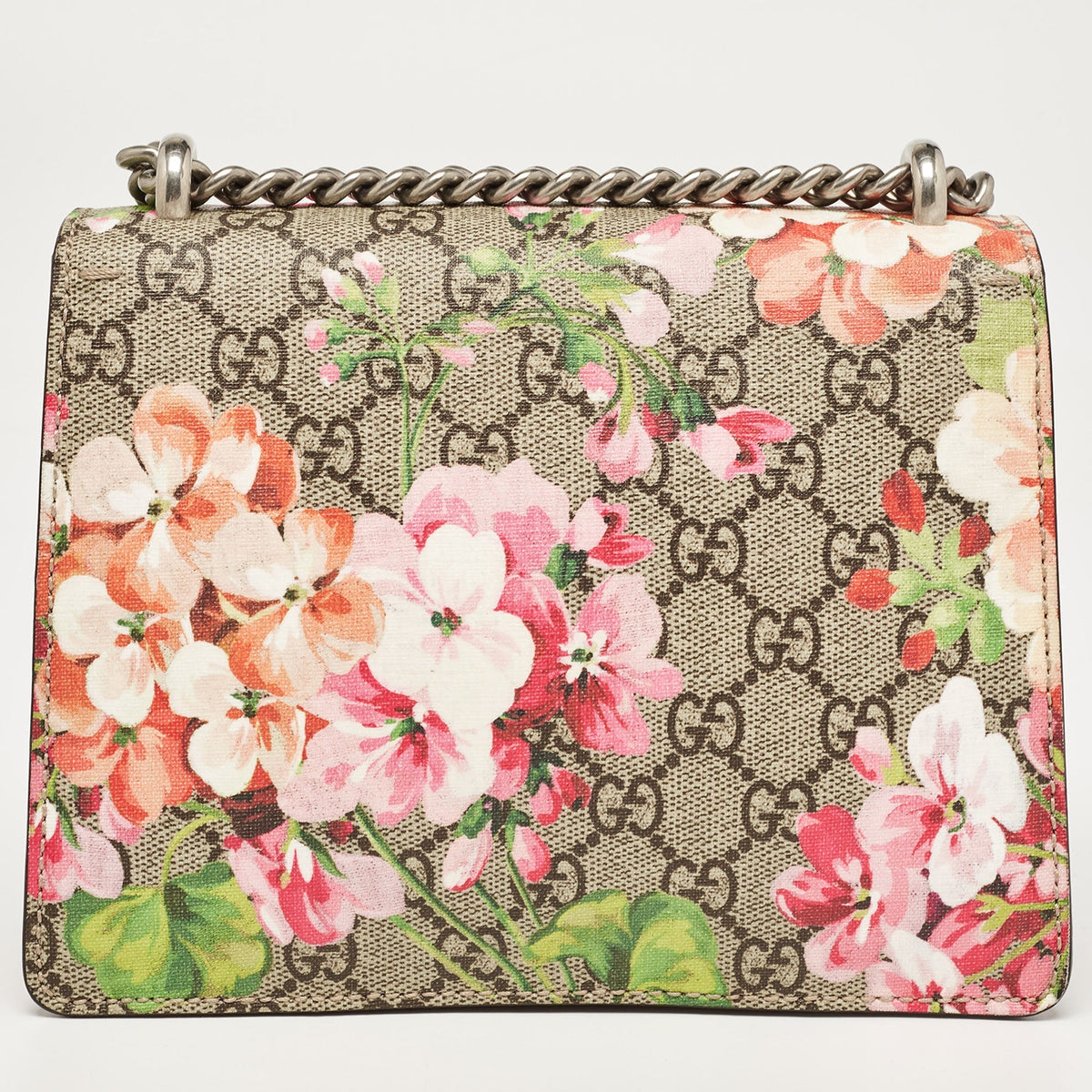 GUCCI Burgundy/Beige GG Supreme Canvas and Suede Mini Blooms Dionysus Shoulder Bag