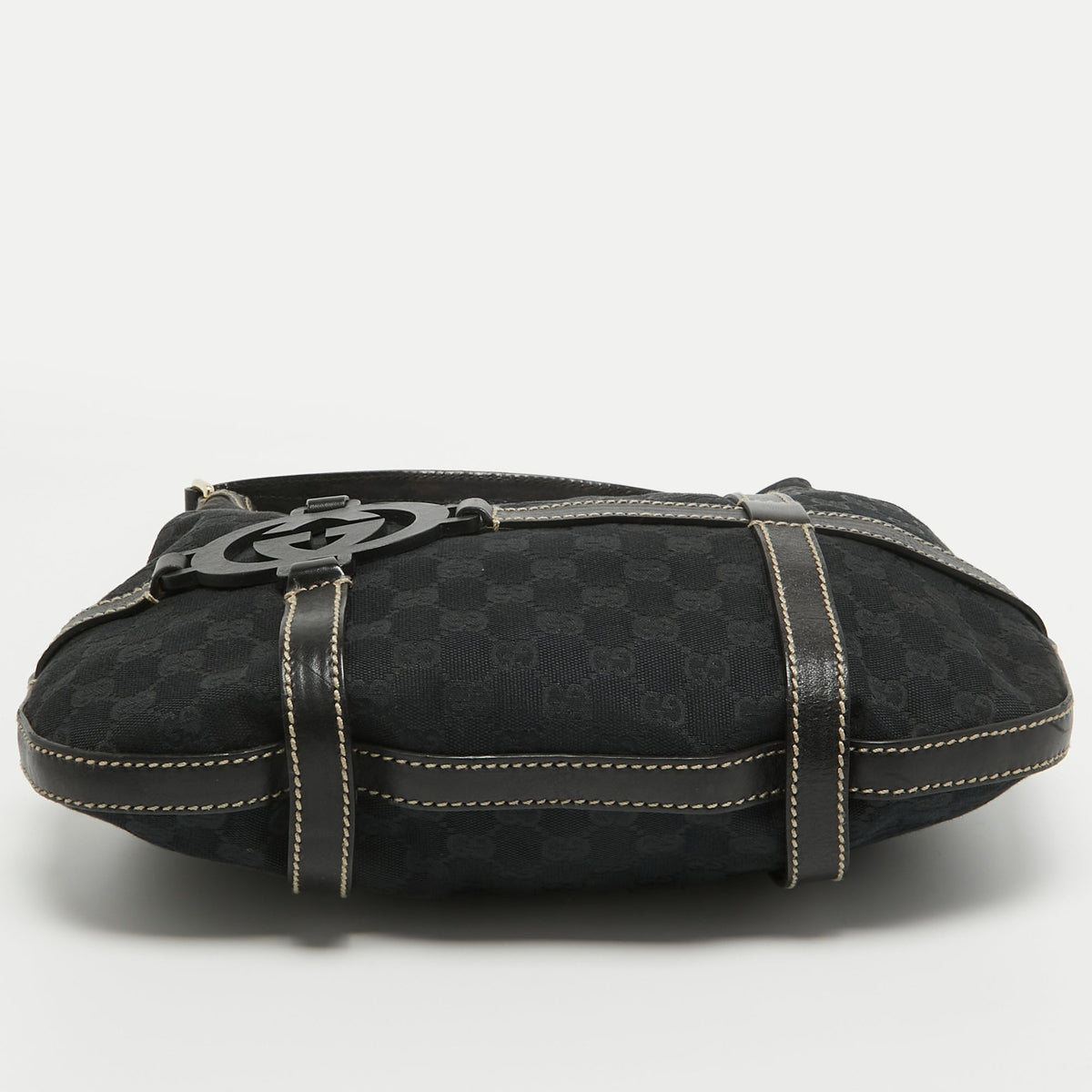 GUCCI Black GG Canvas and Leather Royal Hobo