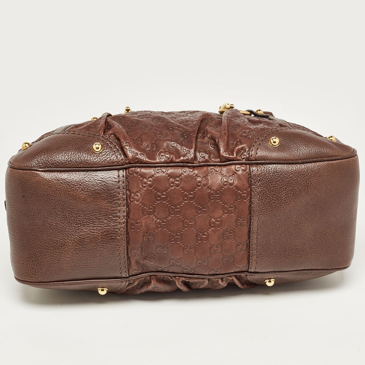 GUCCI Dark Brown ssima Leather Jockey Boston Bag