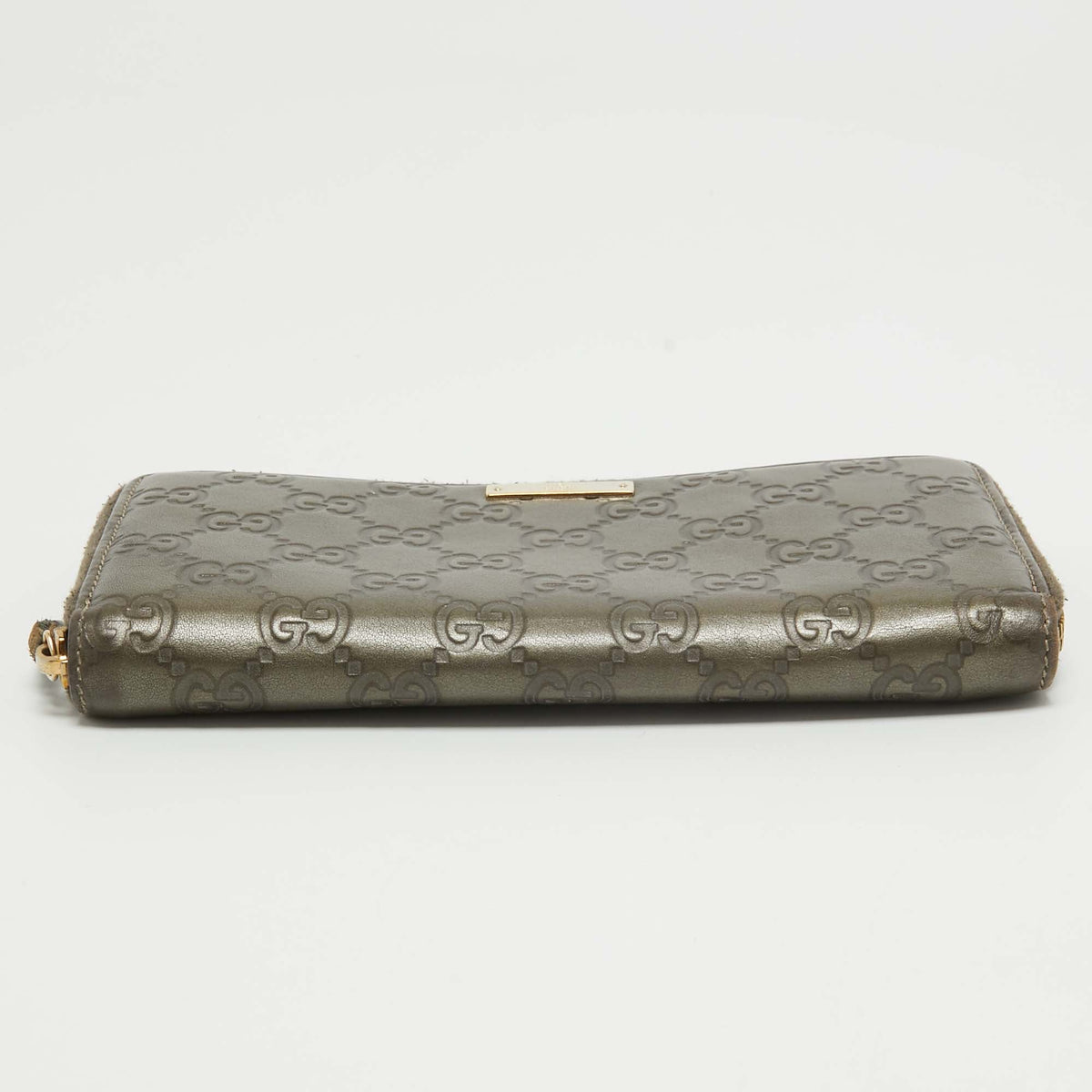 GUCCI Olive Green ssima Leather Zip Around Continental Wallet