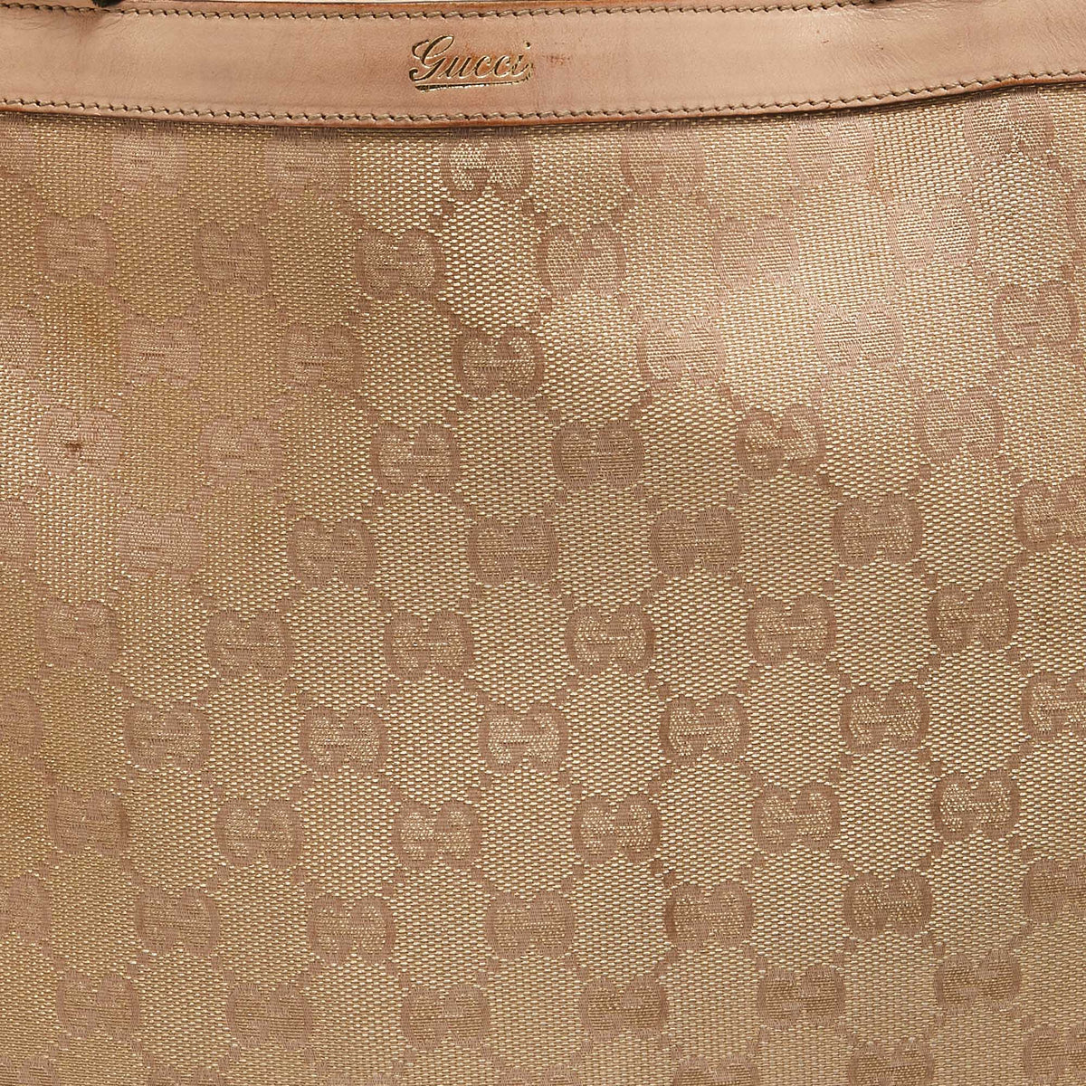 GUCCI Dusty Pink/Gold GG Lurex Fabric and Leather Tote