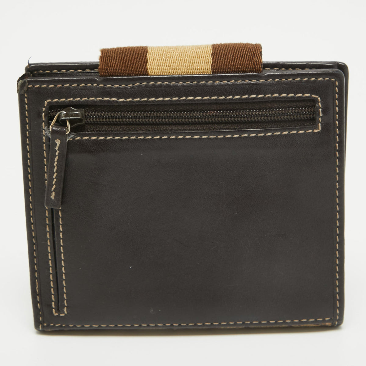 GUCCI Beige/Brown GG Supreme Canvas Web Flap French Wallet