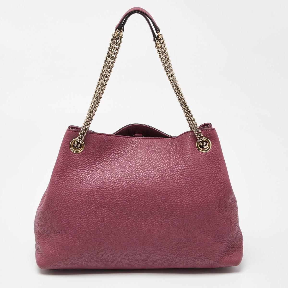 GUCCI Pink Pebbled Leather Medium Soho Chain Tote