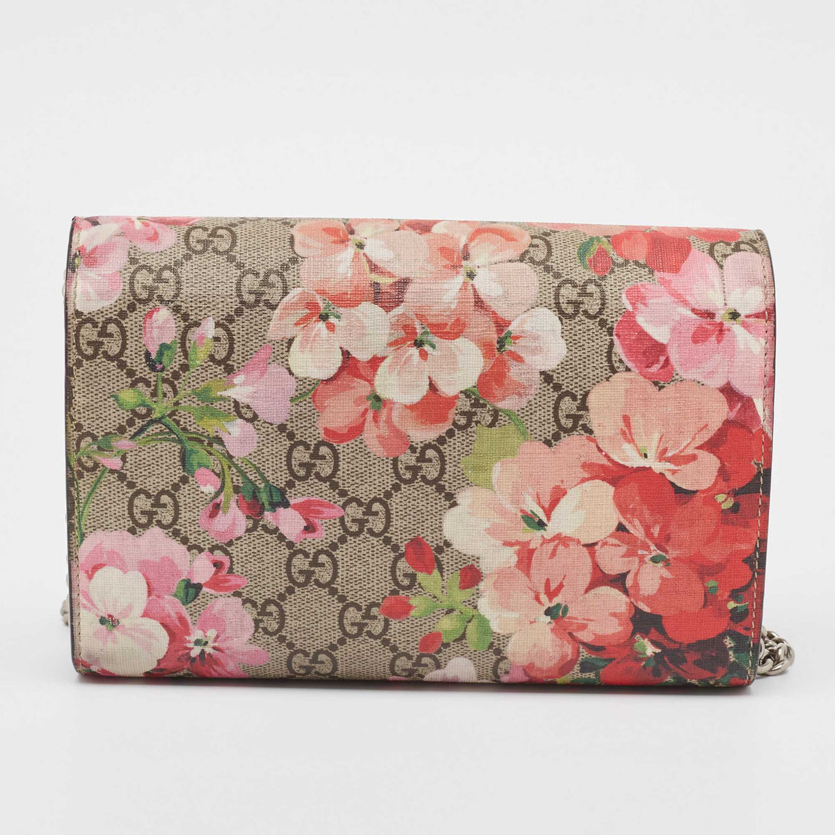 GUCCI Beige GG Supreme Canvas Blooms Dionysus Wallet On Chain