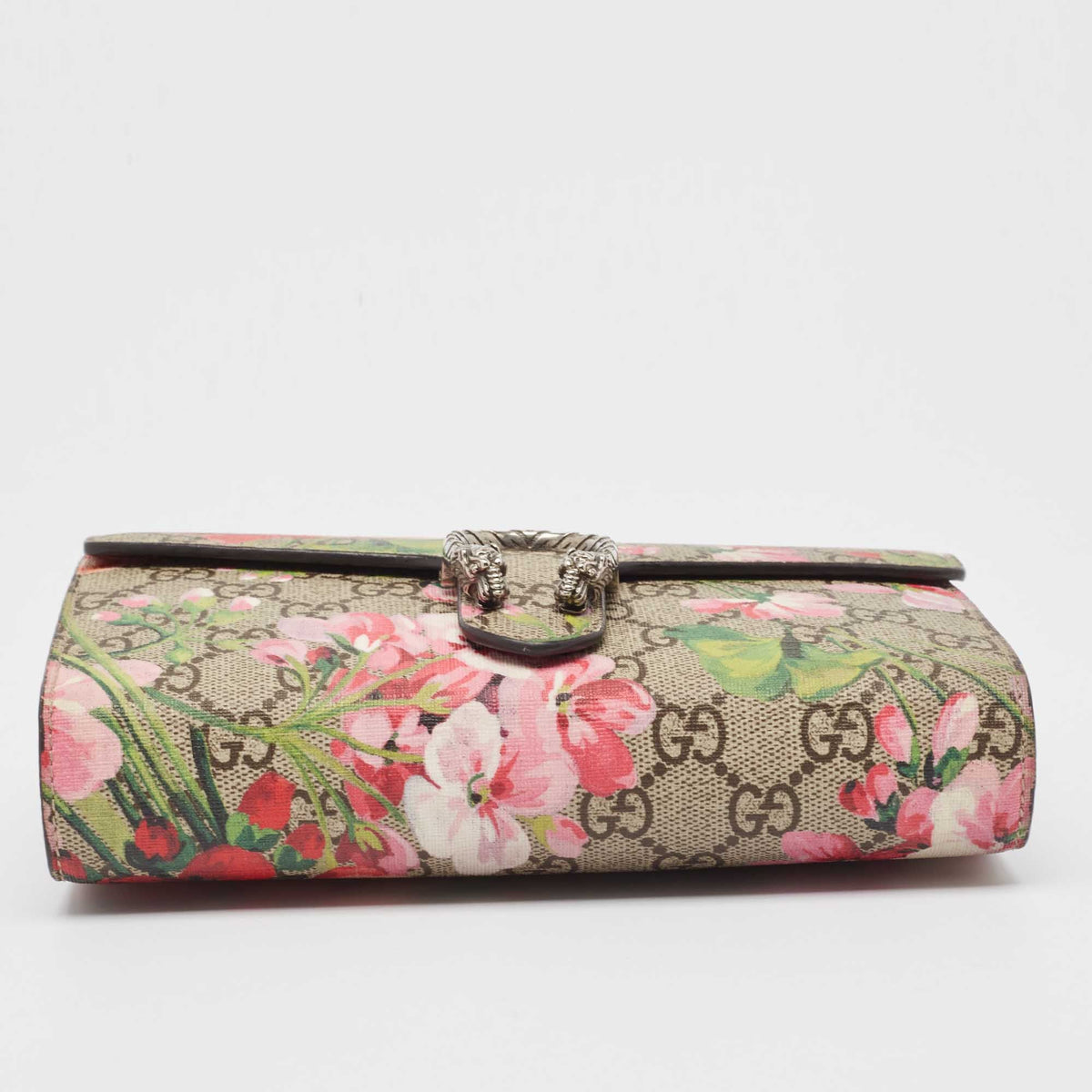 GUCCI Beige GG Supreme Canvas Blooms Dionysus Wallet On Chain